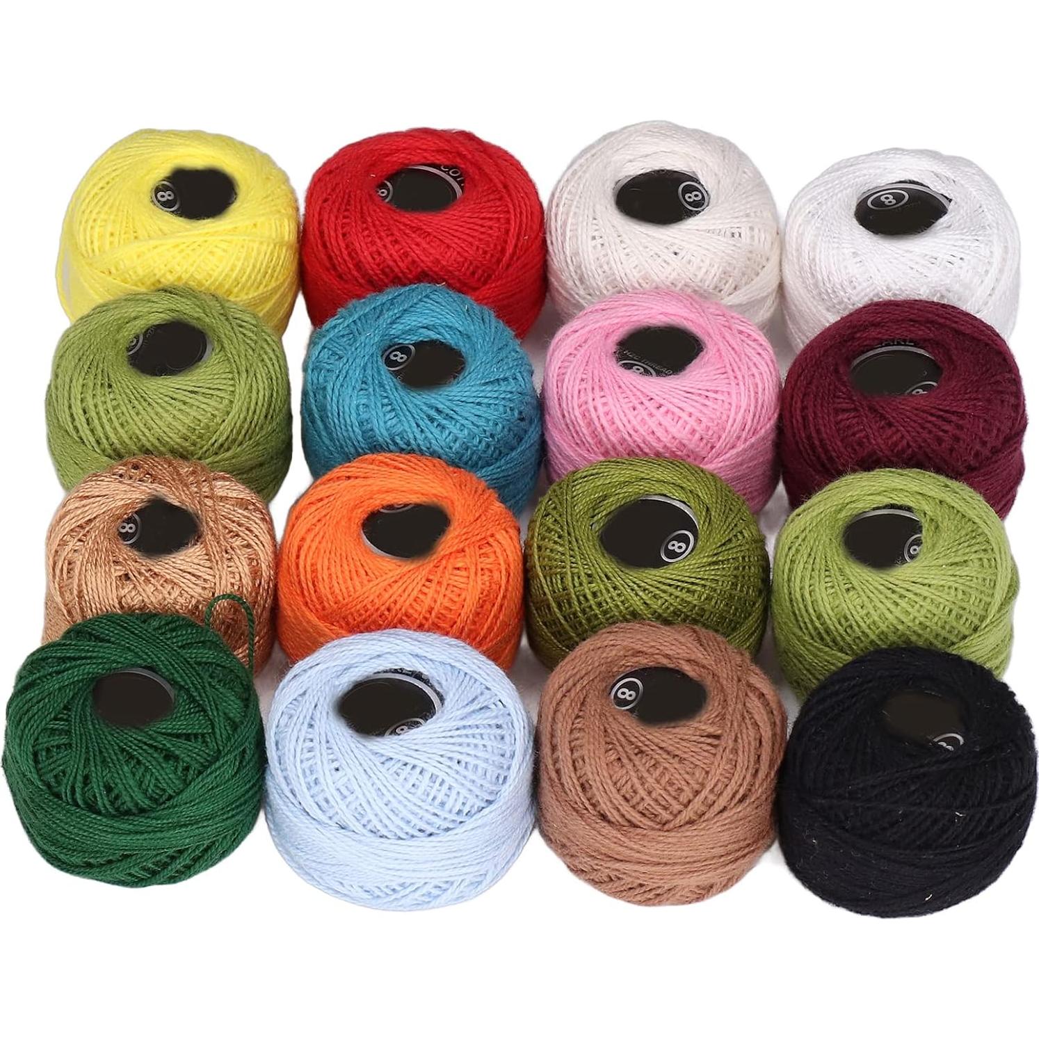 Juego de 16 Piezas de Hilo de Ganchillo GLOGLOW Algodón Colorido
