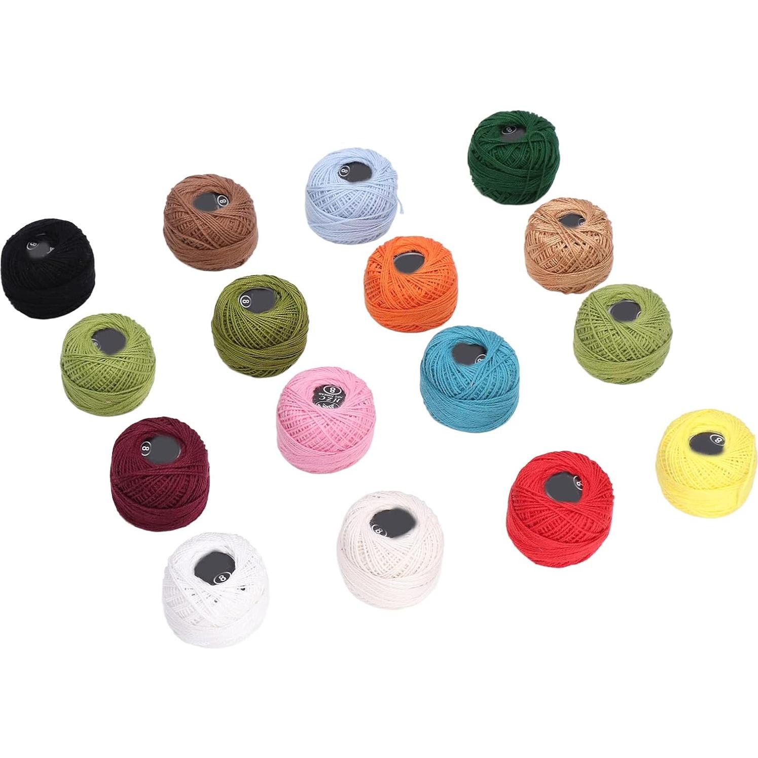 Juego de 16 Piezas de Hilo de Ganchillo GLOGLOW Algodón Colorido