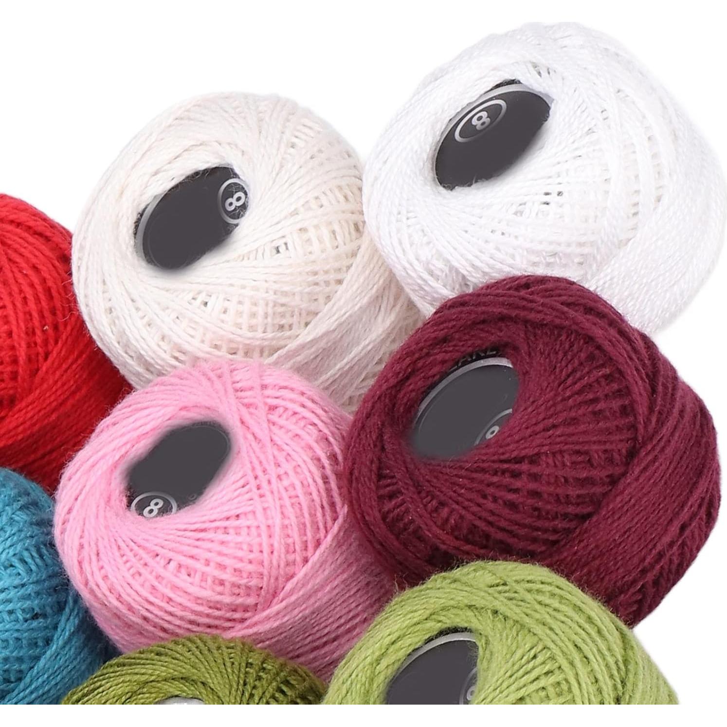 Juego de 16 Piezas de Hilo de Ganchillo GLOGLOW Algodón Colorido