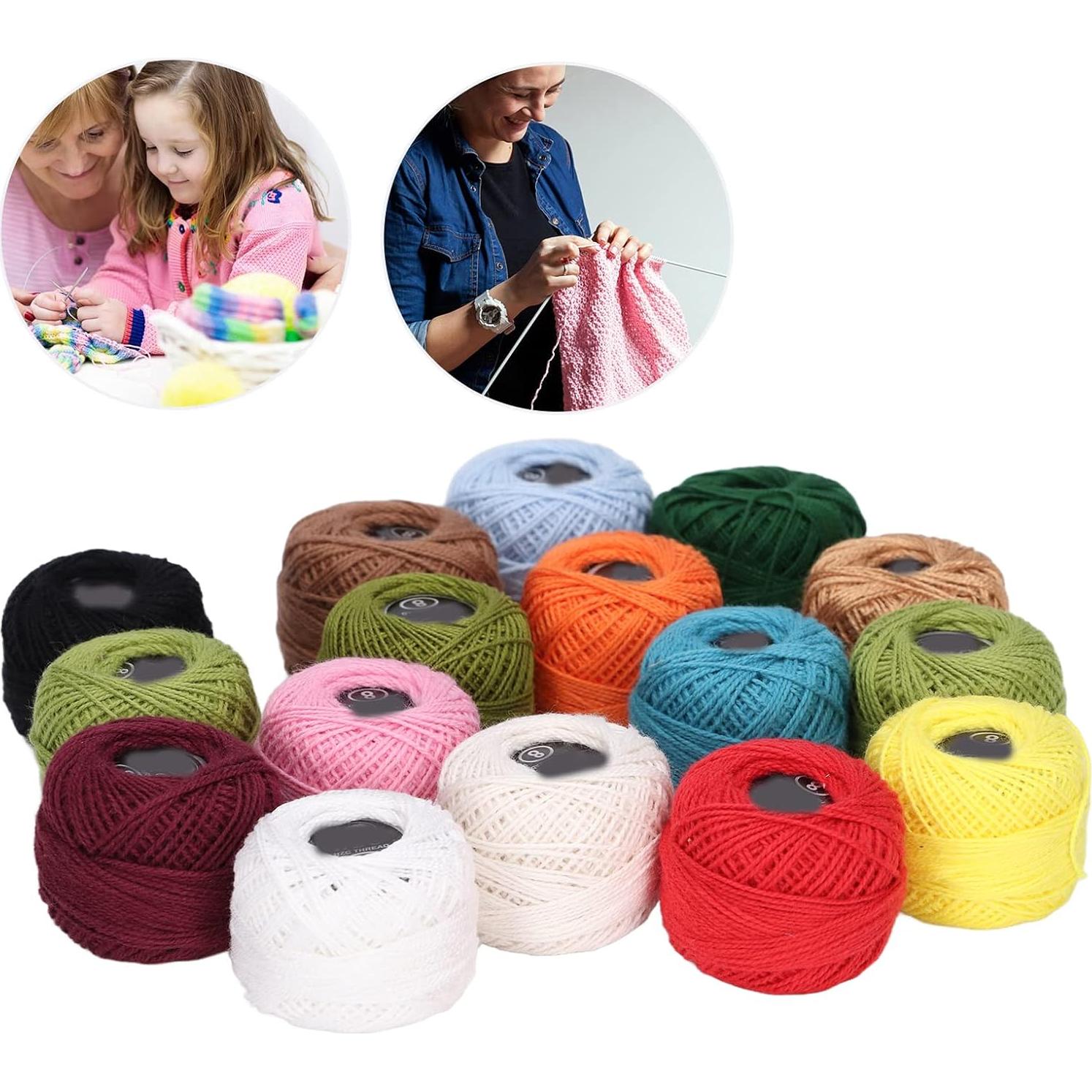 Juego de 16 Piezas de Hilo de Ganchillo GLOGLOW Algodón Colorido