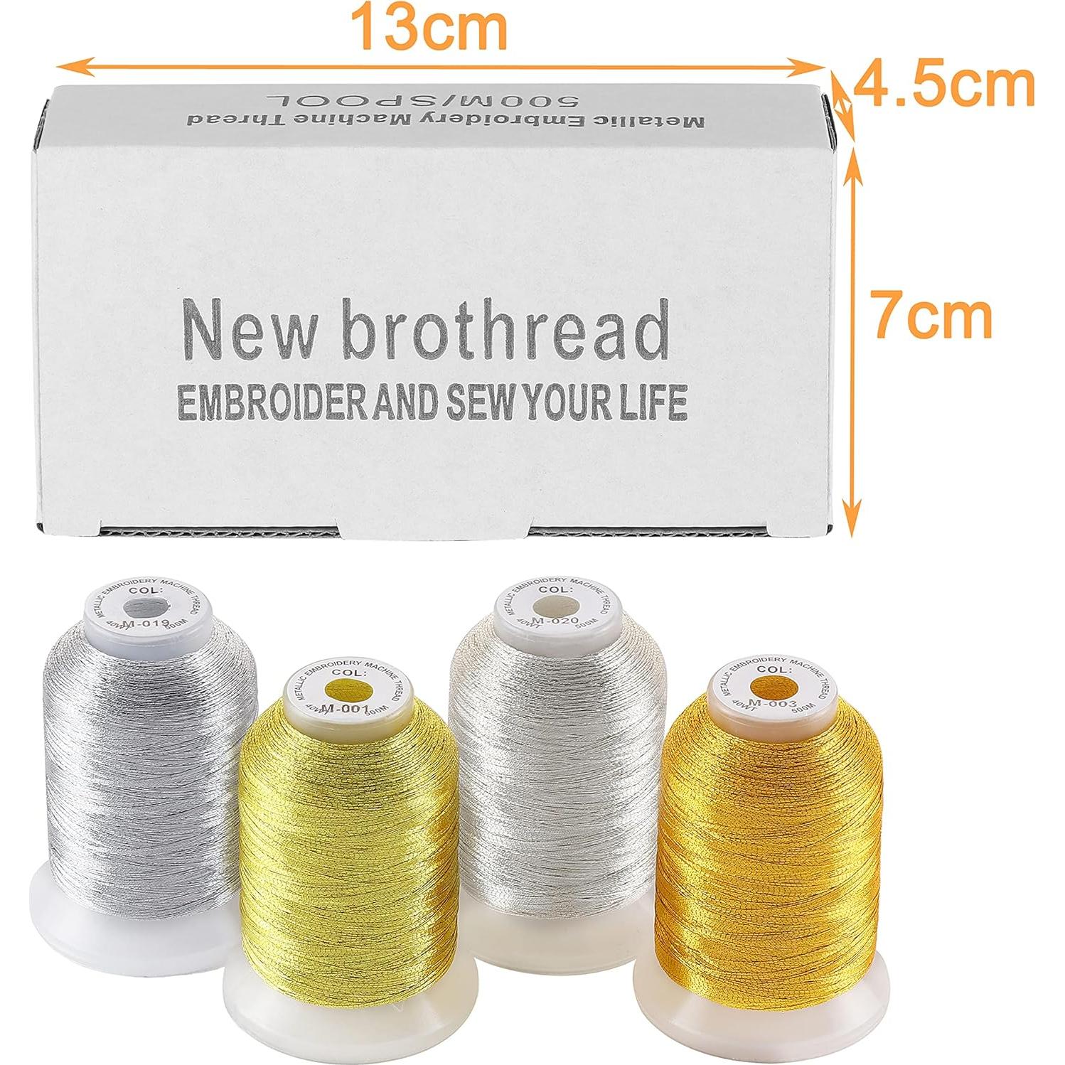 Kit de Hilo Metálico para Bordar Nuevo Brothread 4 Piezas 500M