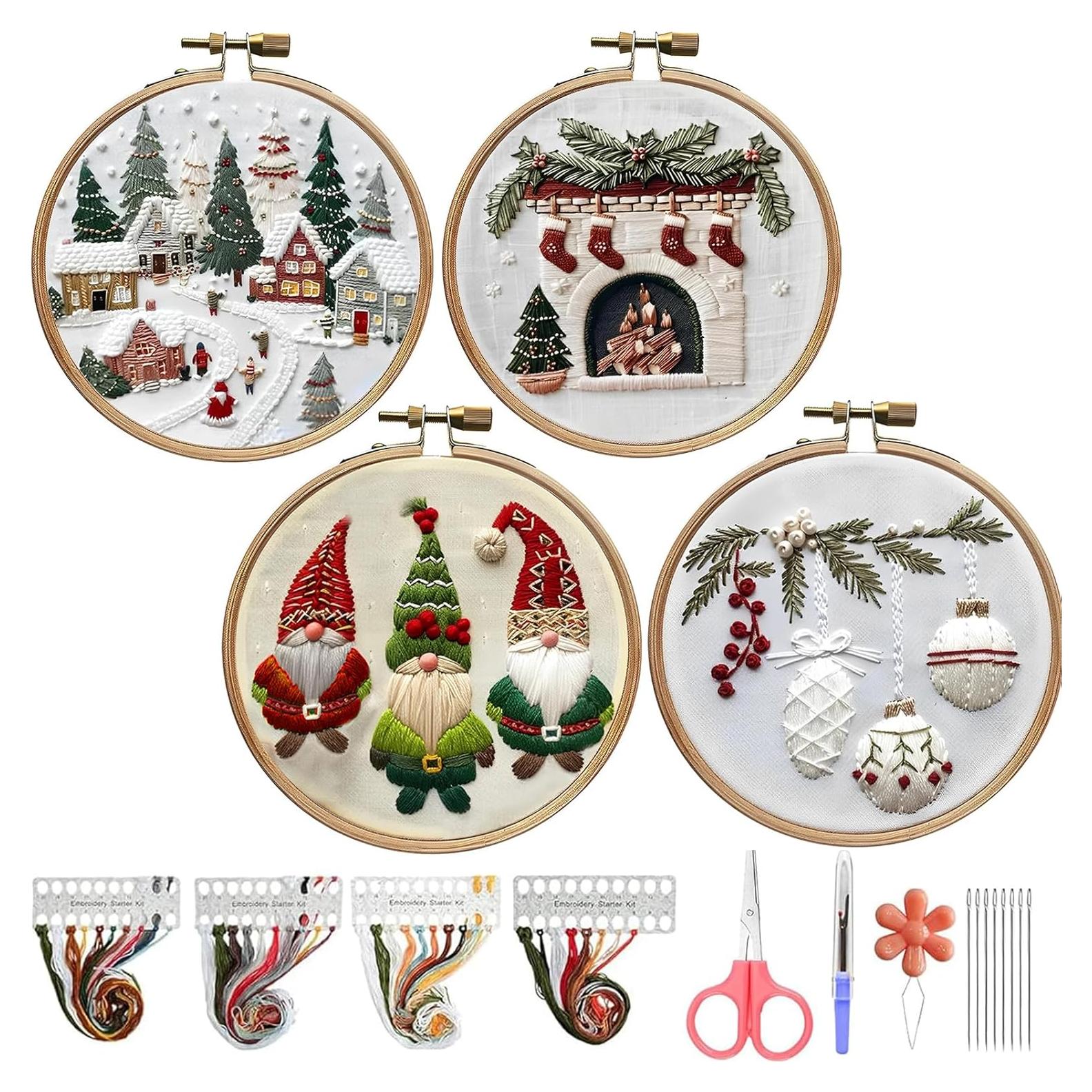 Kit de Bordado de Navidad Genérico para Principiantes - 4 Pzs