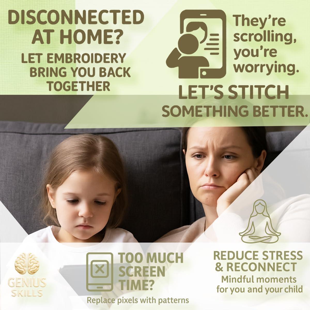 Kit de Bordado Genius Skills - 3 Lienzos Acuarela DIY