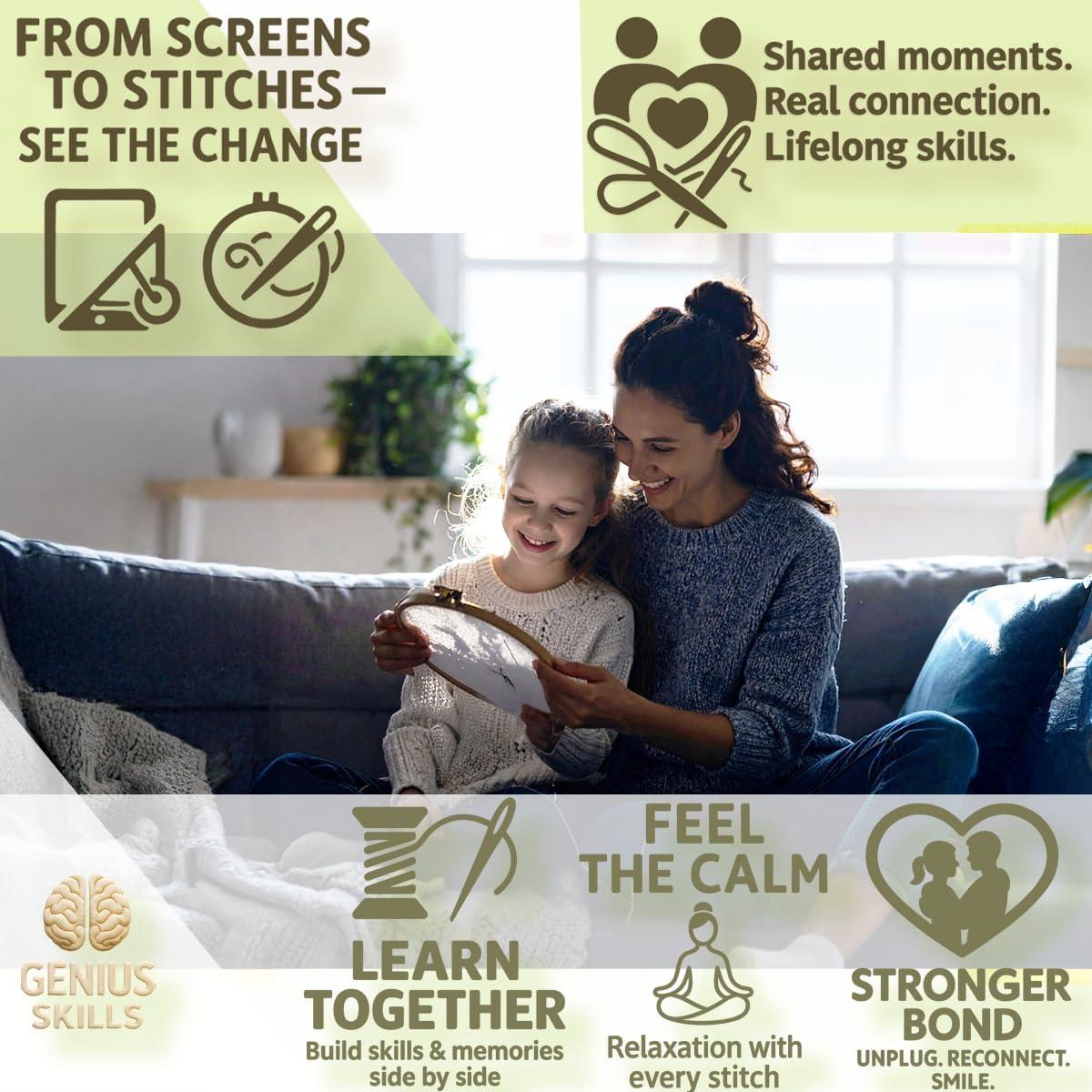 Kit de Bordado Genius Skills - 3 Lienzos Acuarela DIY