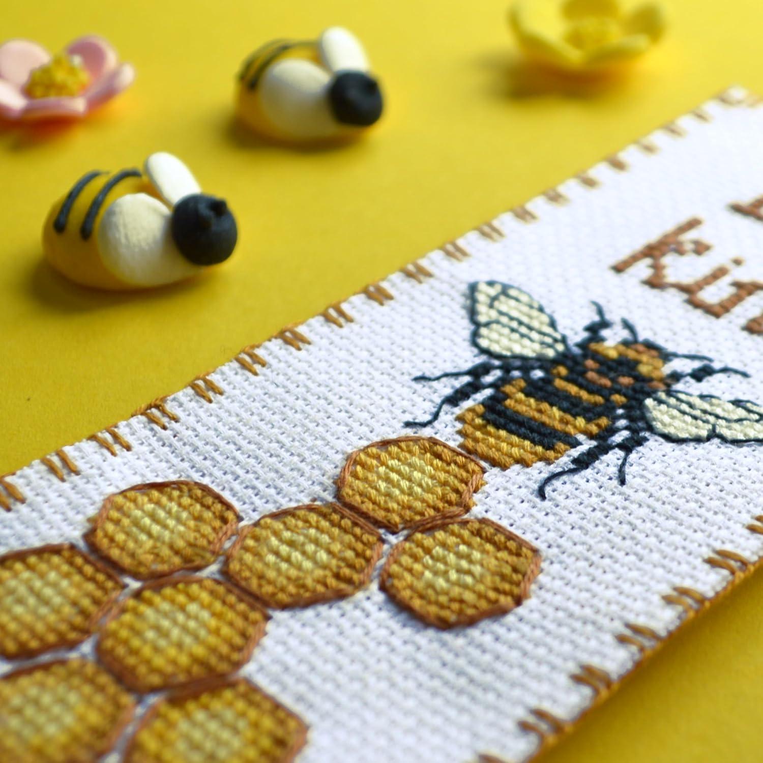 Kit de Bordado DIY Povitrulya Bee Kind - Punto de Cruz Contado