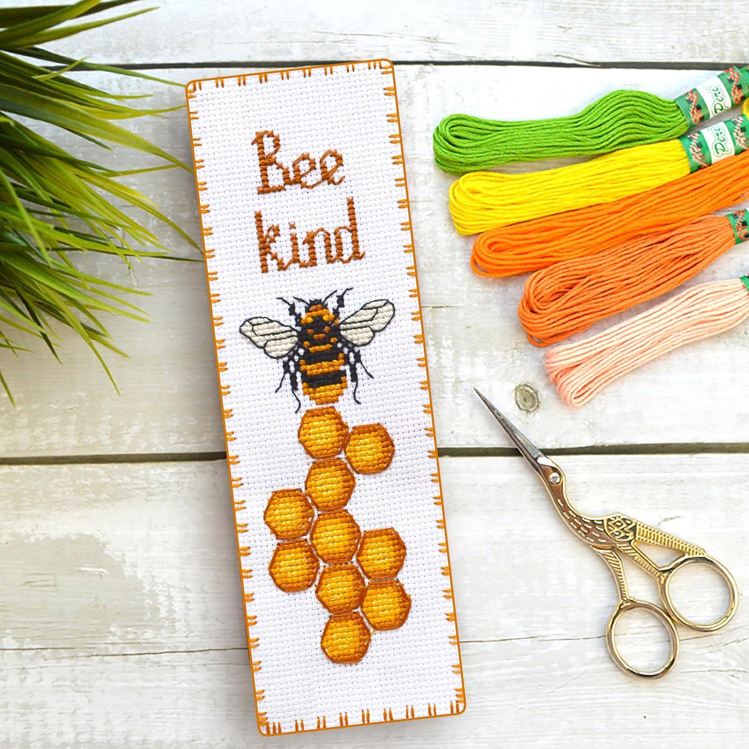 Kit de Bordado DIY Povitrulya Bee Kind - Punto de Cruz Contado