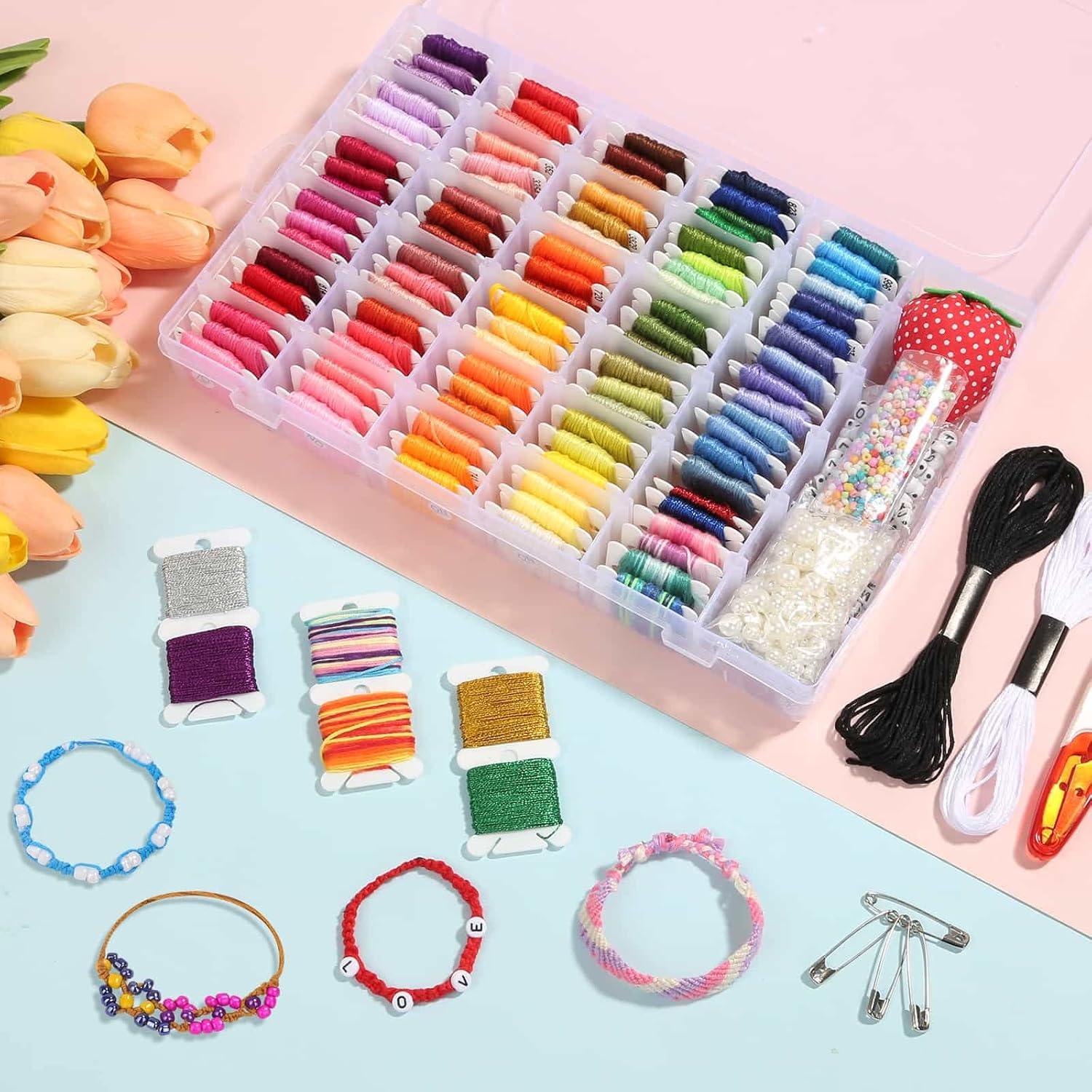 Kit de Fabricación de Pulseras PAXCOO 110 Madejas Hilo 830 Cuentas