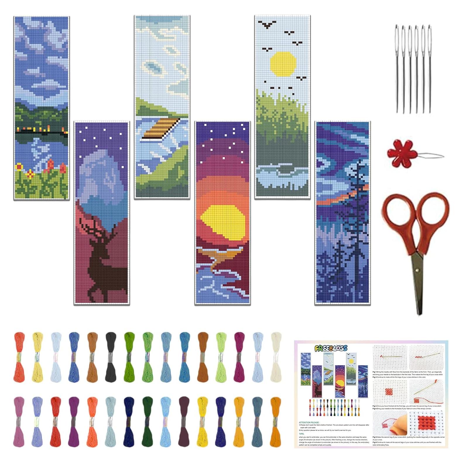 Kit de Bordado de Puntos de Cruz FREEBLOSS 30 Colores 6 Piezas