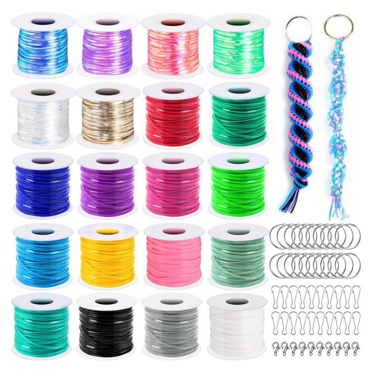 Kit de Cuerda de Lanyard Cridoz - 20 Rollos de Colores Brillantes