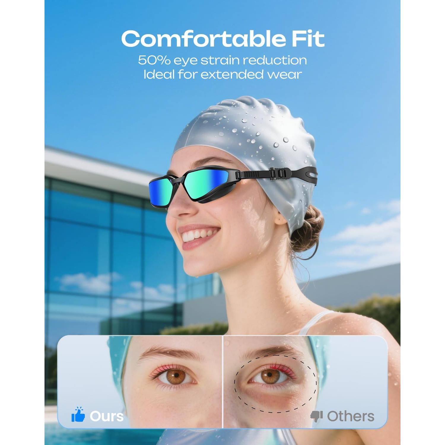 Gafas de Natación OLANRUN Unisex Antivaho UV 180° HD