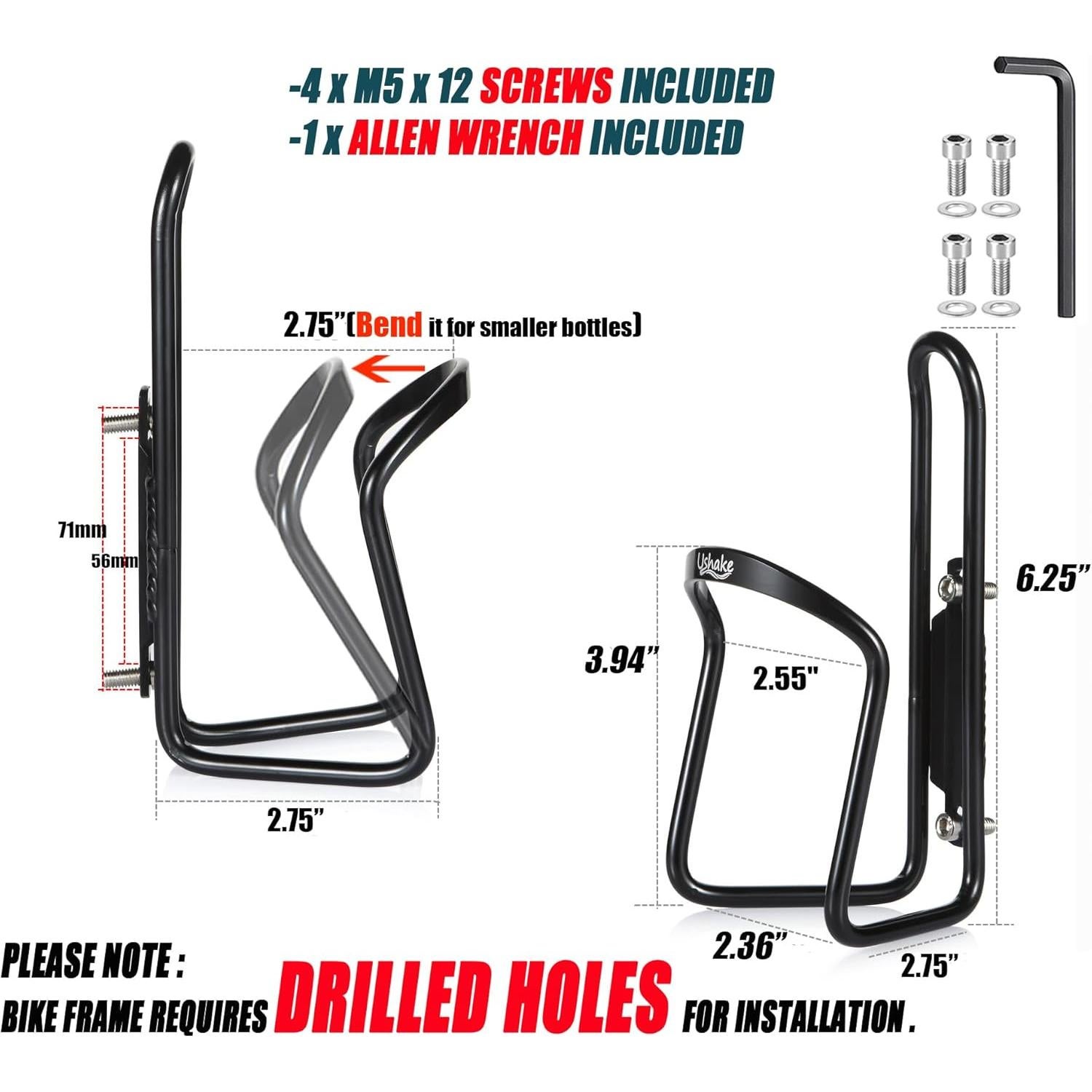 Soportes para Botellas de Agua USHAKE de Aluminio - Paquete de 2