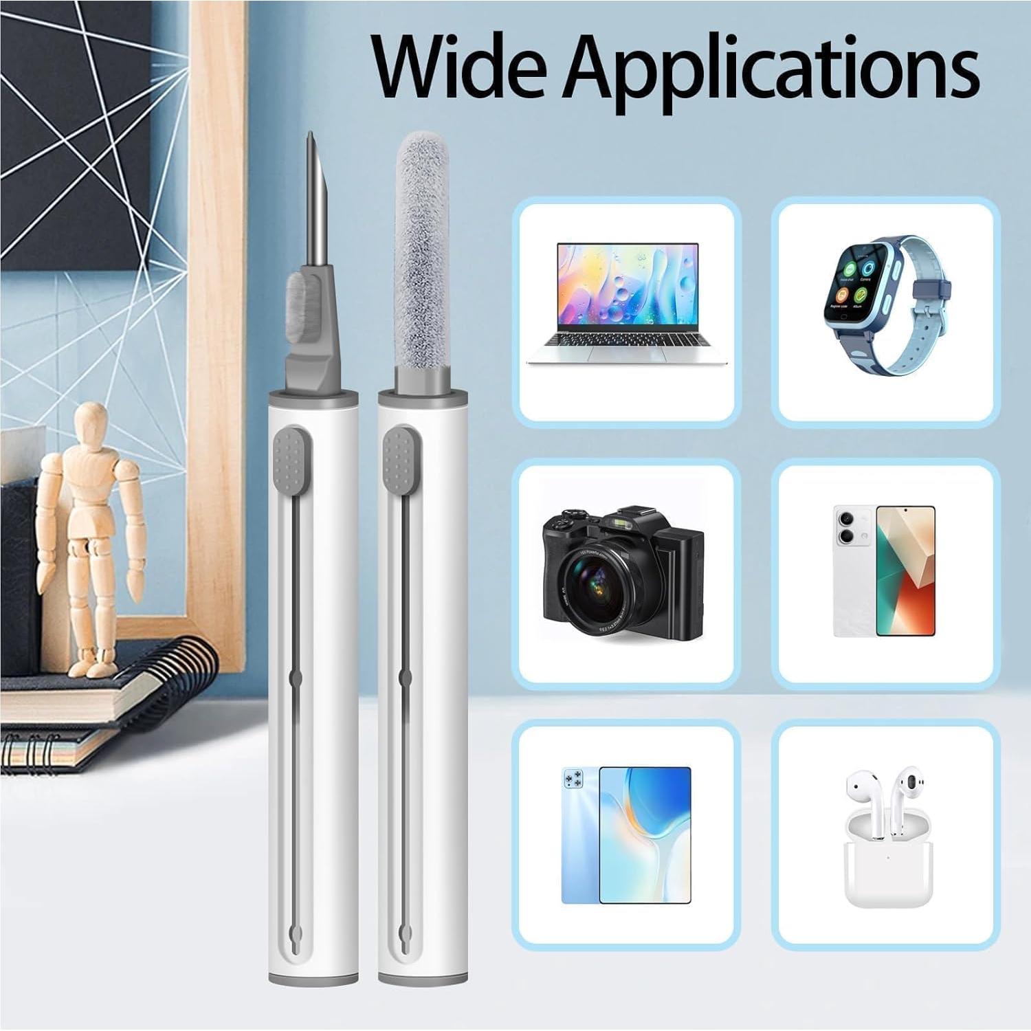 MOLOVA Cleaner Kit for Airpods Pro 1 2 3 Multi-Function 3 in 1 Cleaning Pen with Soft Brush Flocking Sponge for Bluetooth Earphones Case Cleaning Tools, 1 Piece(White)