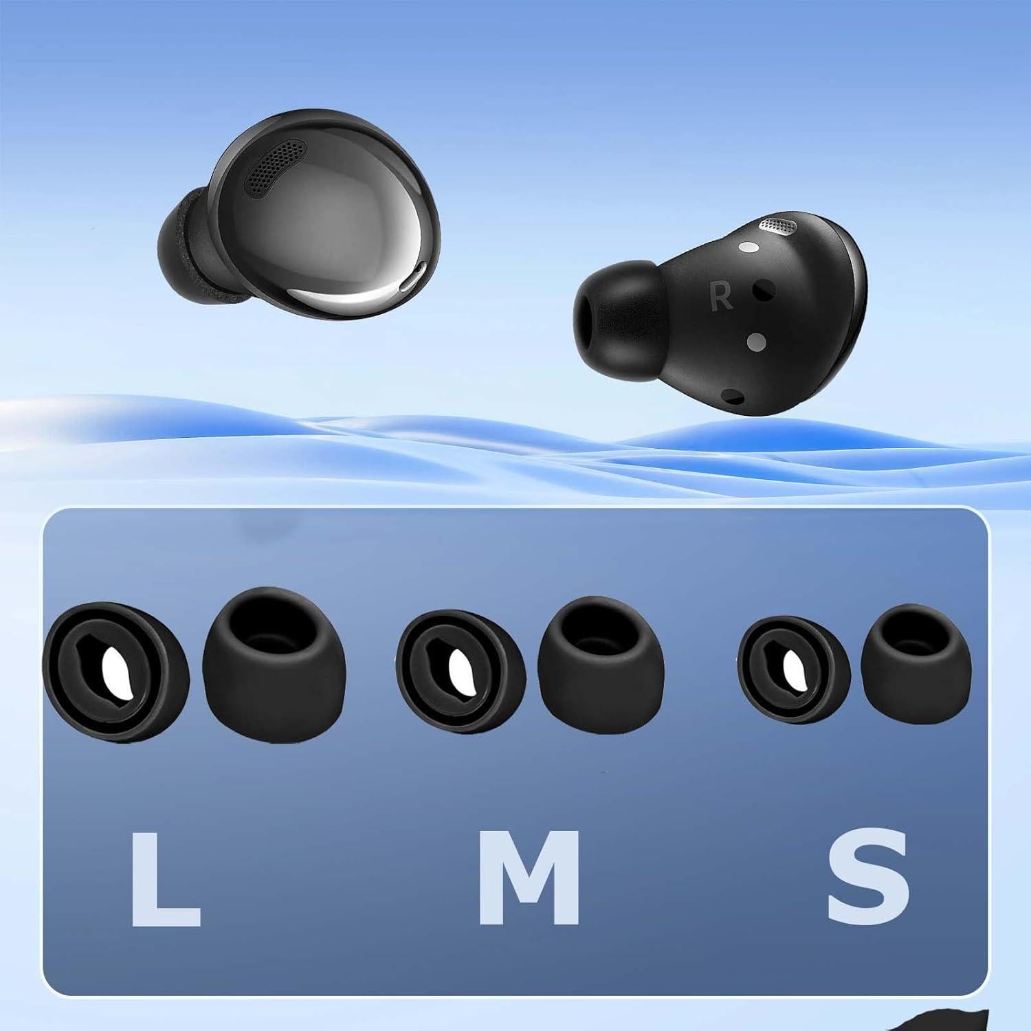 Puntas de oído de silicona para Samsung Galaxy Buds Pro - Kit de limpieza
