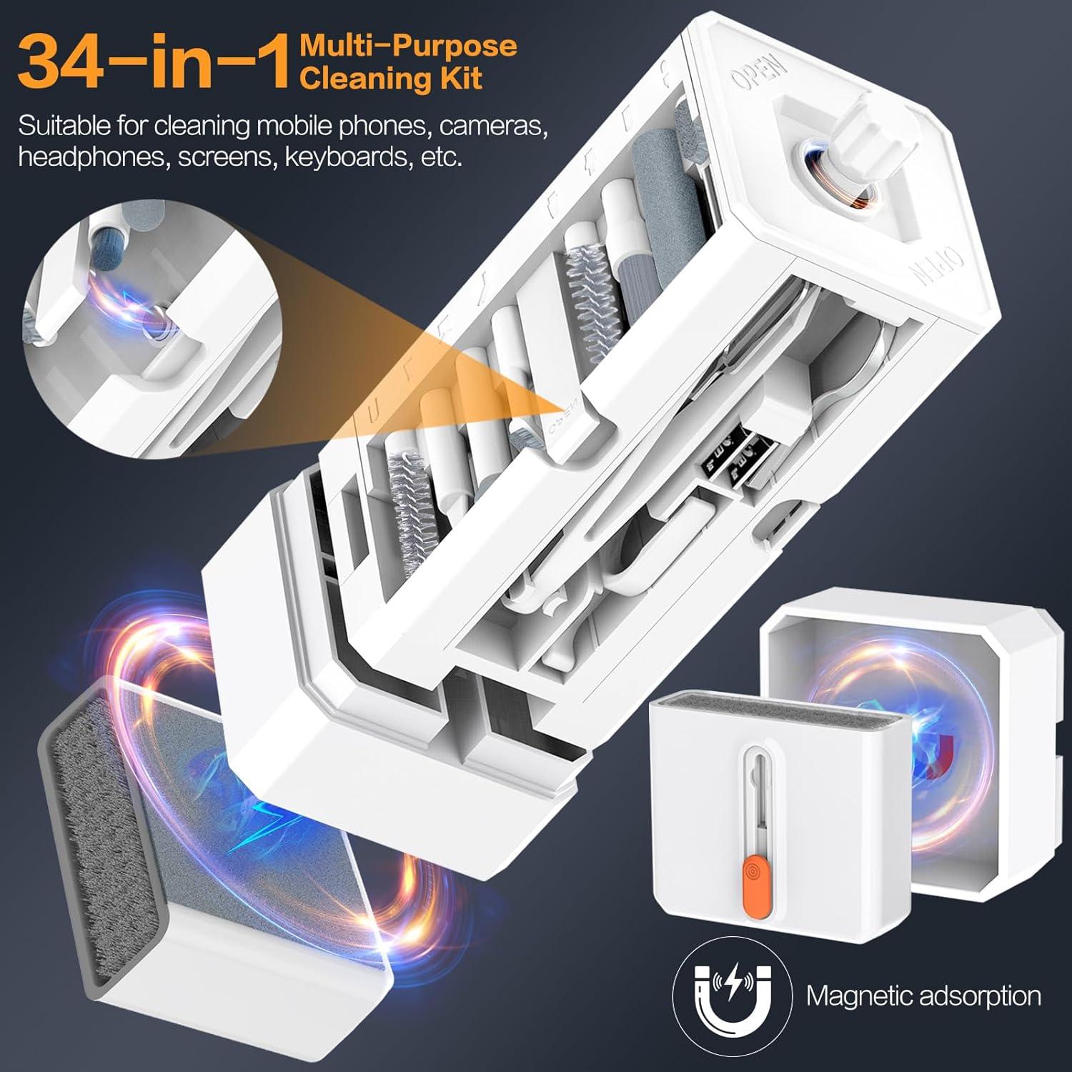 Kit de limpieza 34 en 1 Sunoyar para iPhone y laptop blanco