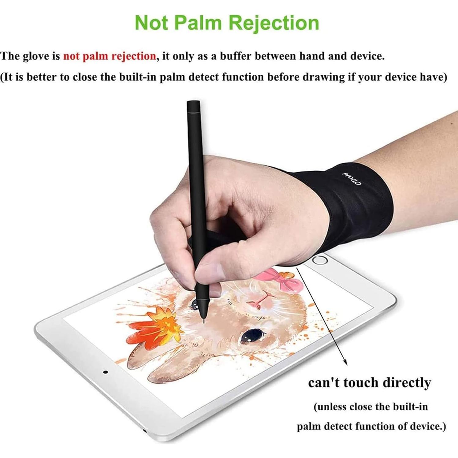 Guantes de Dibujo OTraki Paquete de 4 Talla Mediana Negro