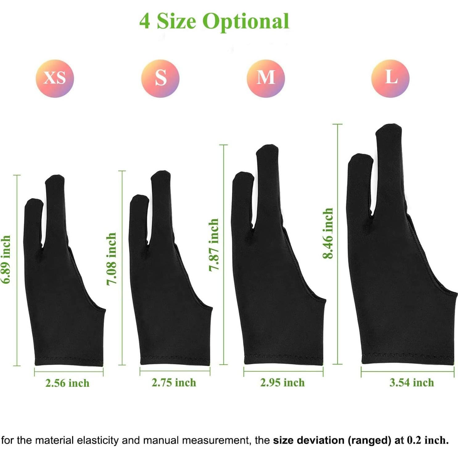 Guantes de Dibujo OTraki Paquete de 4 Talla Mediana Negro