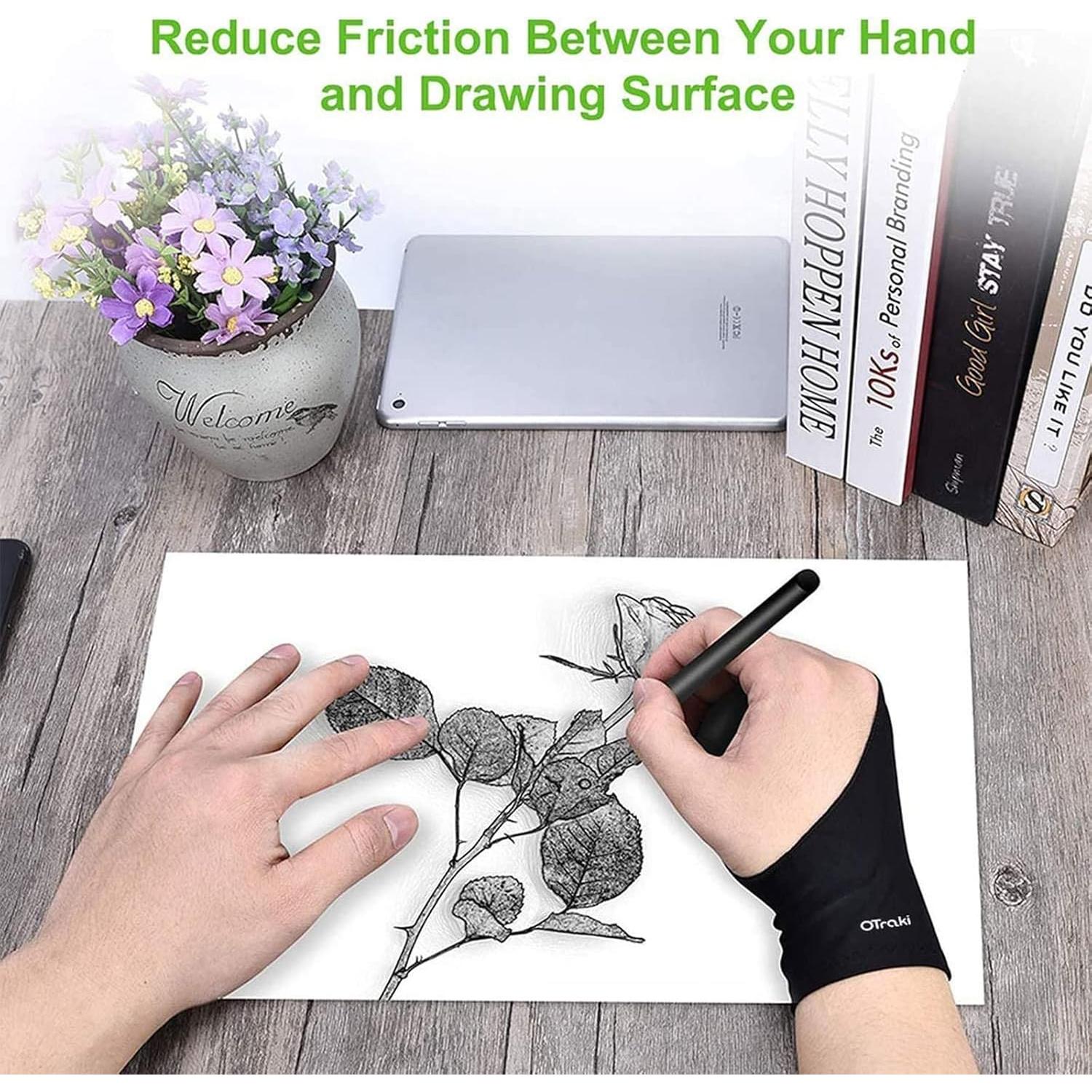 Guantes de Dibujo OTraki Paquete de 4 Talla Mediana Negro