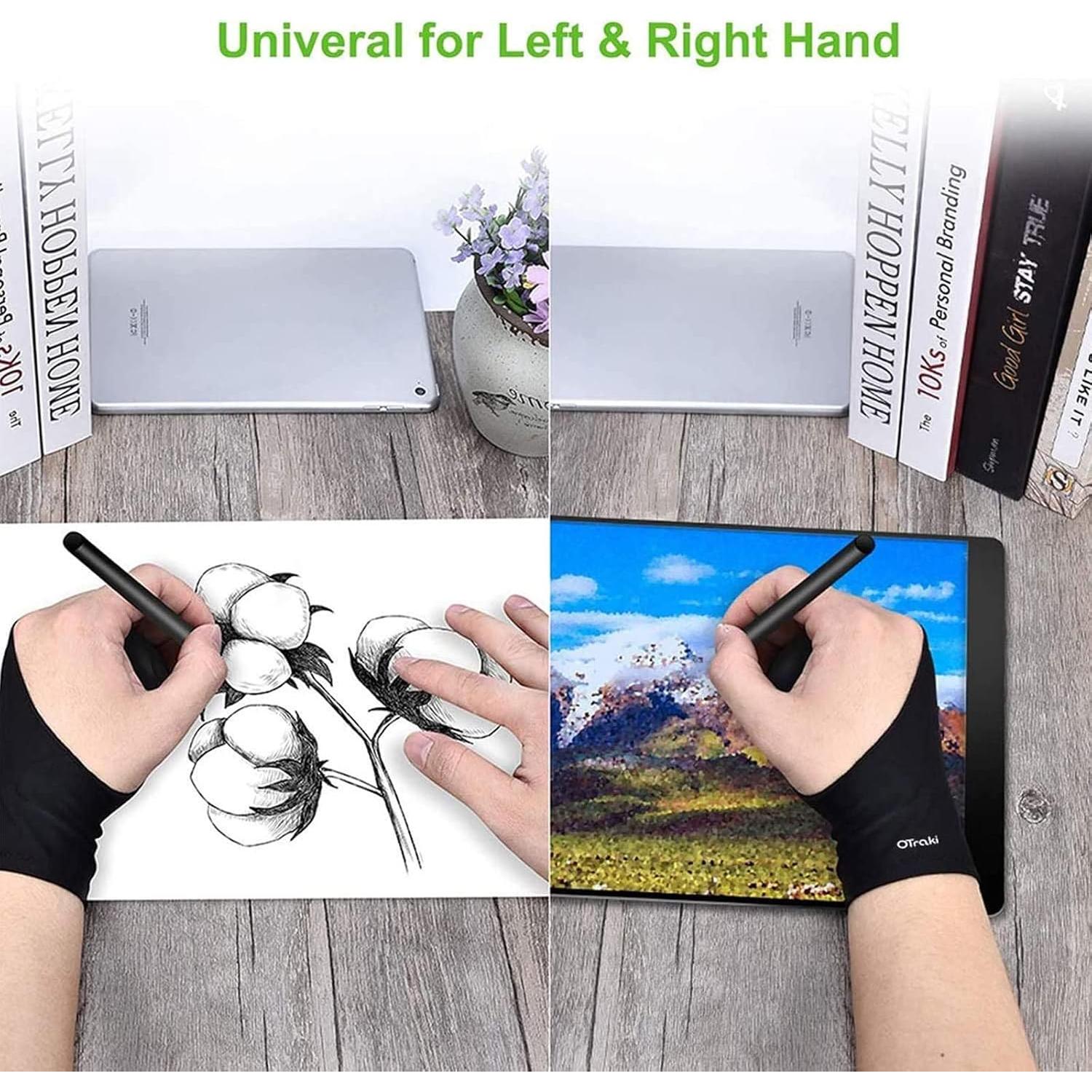 Guantes de Dibujo OTraki Paquete de 4 Talla Mediana Negro