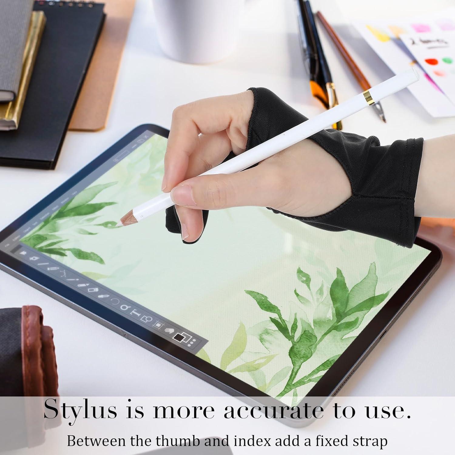 Guantes de Dibujo Digital Oruola - 4 Piezas, Negro, Unisex