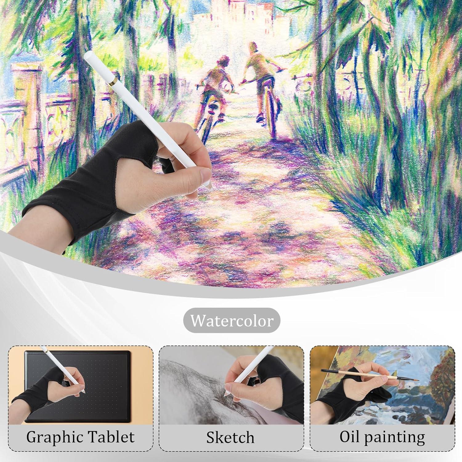 Guantes de Dibujo Digital Oruola - 4 Piezas, Negro, Unisex