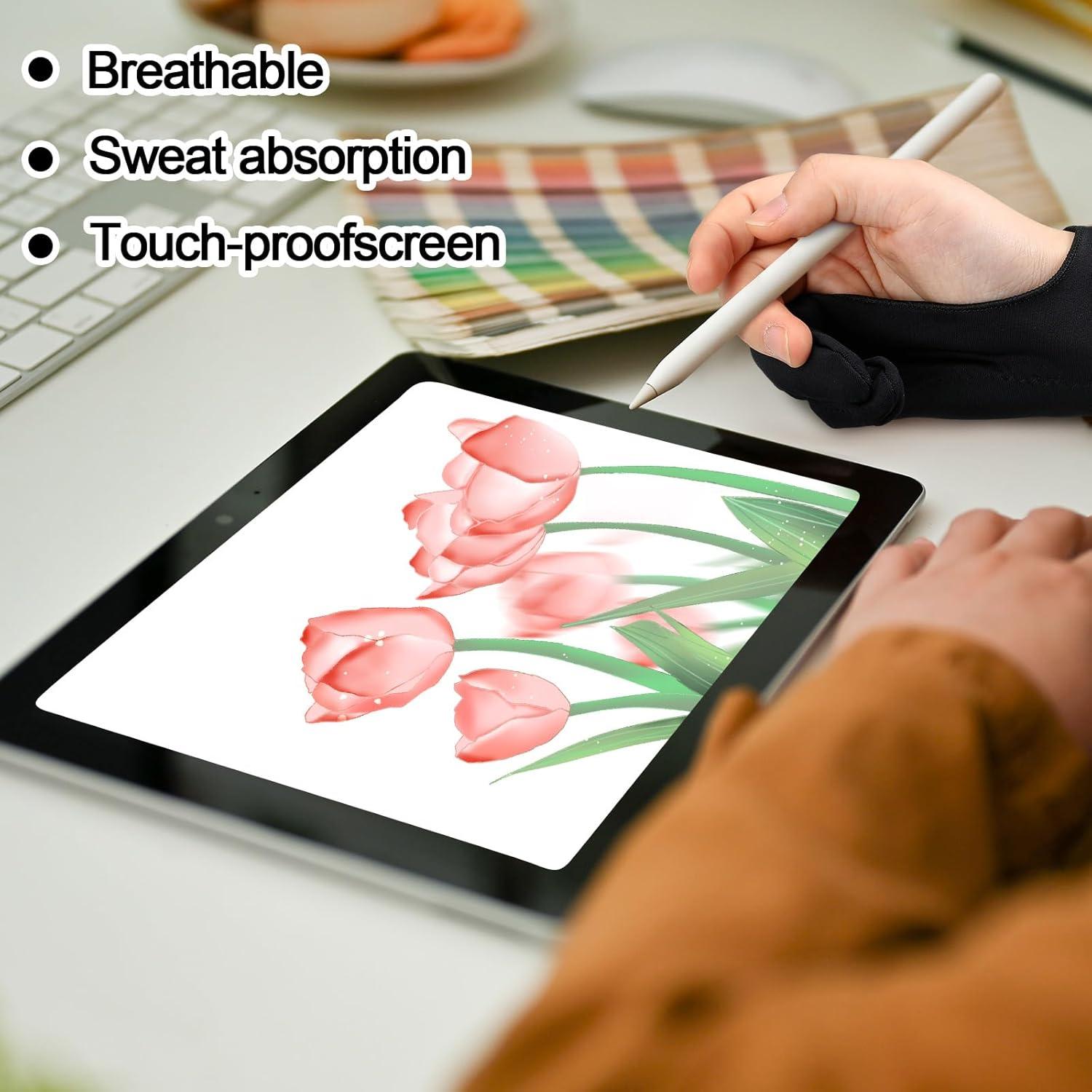 Guantes de Dibujo Digital 12 Pcs Silipull Spandex Negro