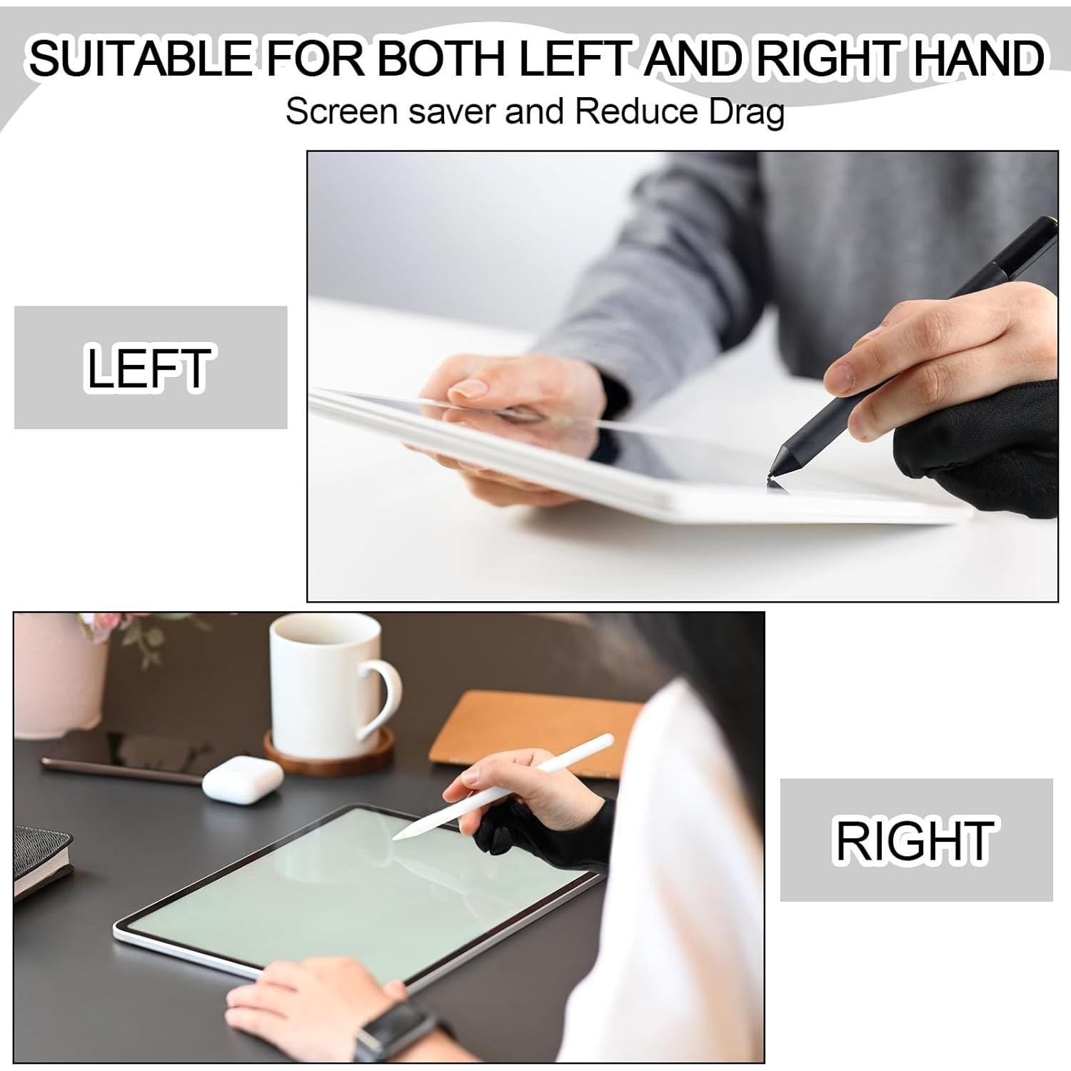 Guantes de Dibujo Digital 12 Pcs Silipull Spandex Negro