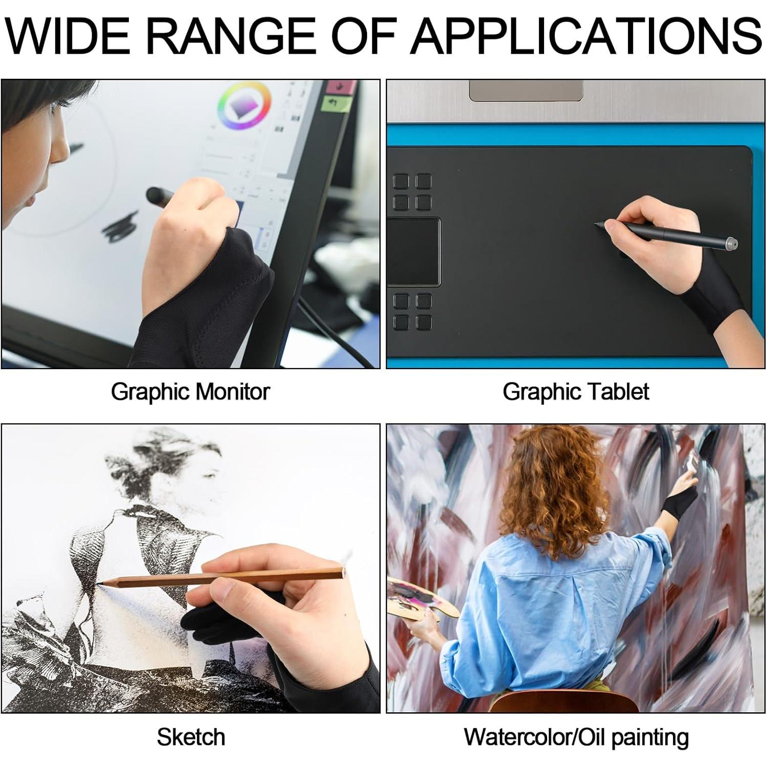 Guantes de Dibujo Digital 12 Pcs Silipull Spandex Negro