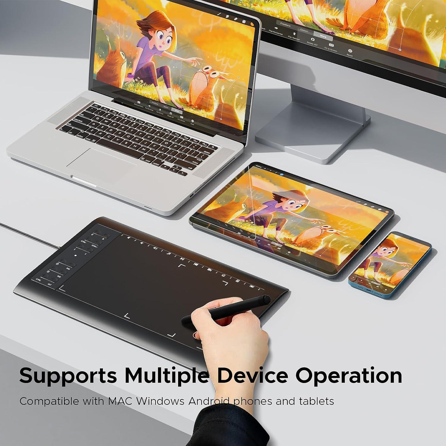 Tableta de Dibujo Gráfico ienRon IES1060 25.4x15.88 cm 8192 Niveles