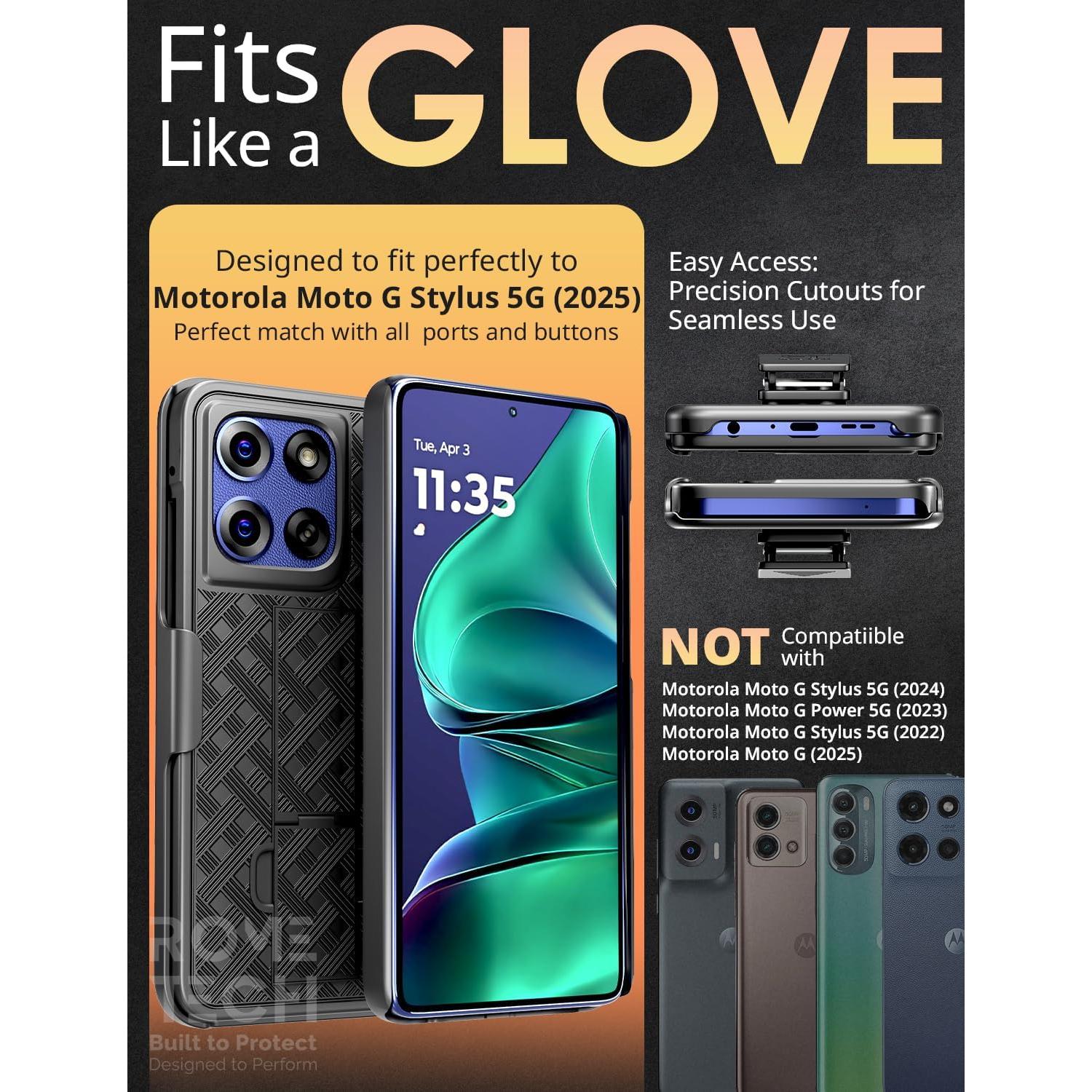 Funda delgada con clip para Motorola G Stylus 5G 2025 - Negro