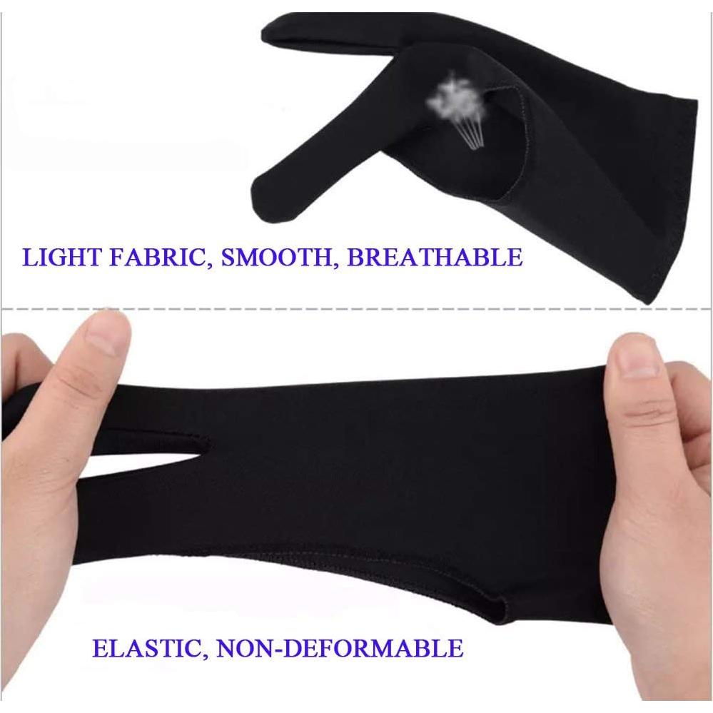 Guante de Dibujo Gzingen 4 PCS 2 Dedos Ambidiestro Azul Gris Negro