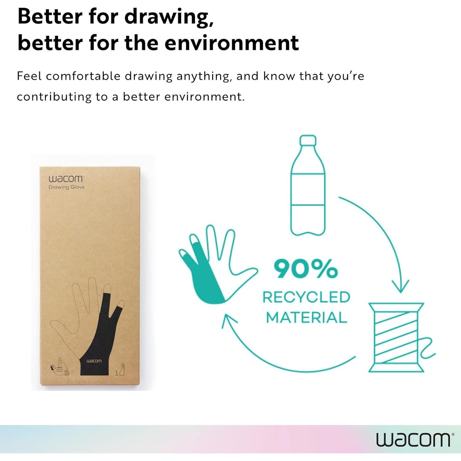 Guante de Dibujo Wacom Ecológico Negro Talla Única