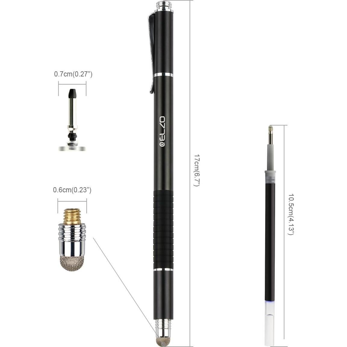 Plumas Stylus ELZO 3 en 1 Táctiles con Puntas Reemplazables
