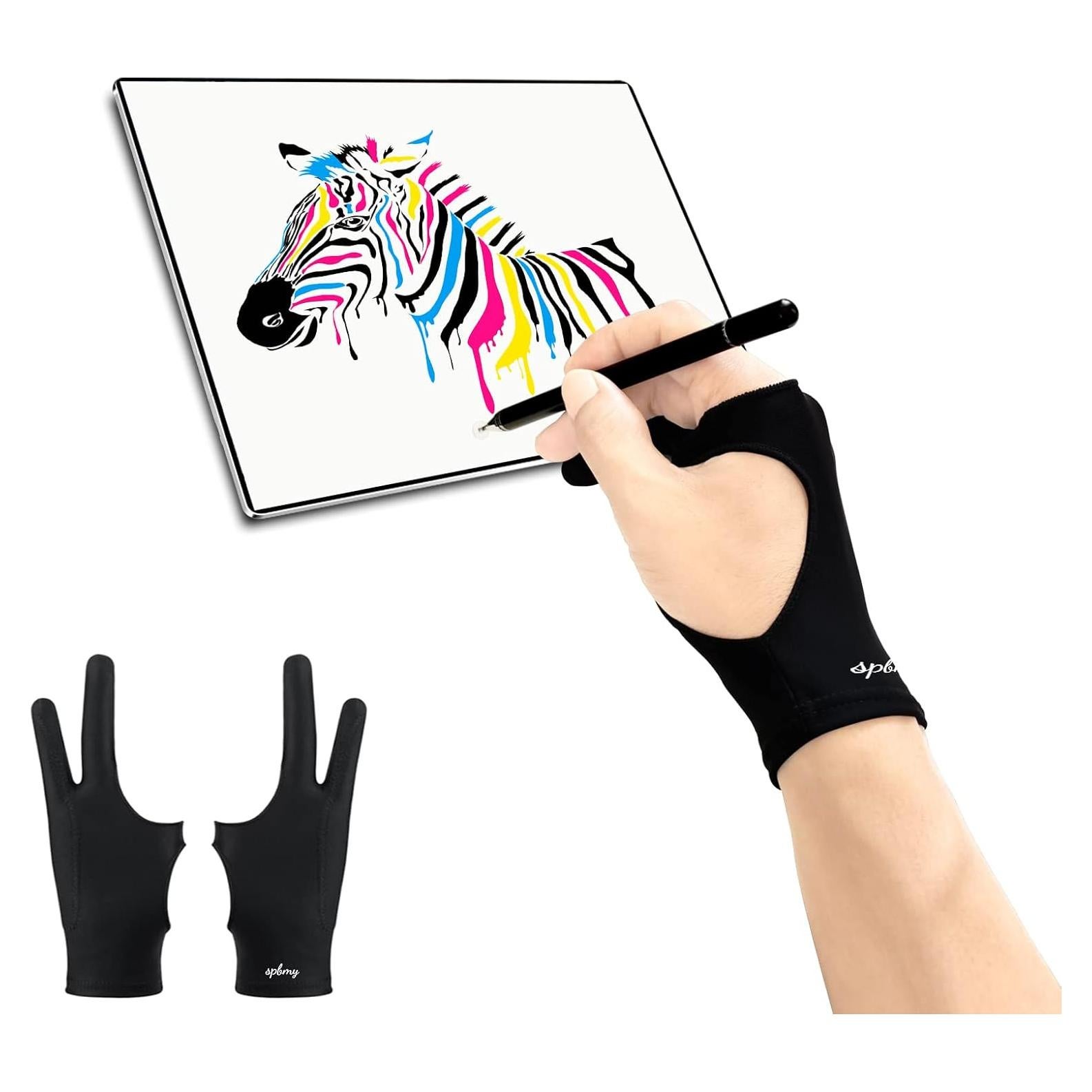 Guante de Dibujo SPBMY 2 Unidades, Negro, Tamaño Pequeño