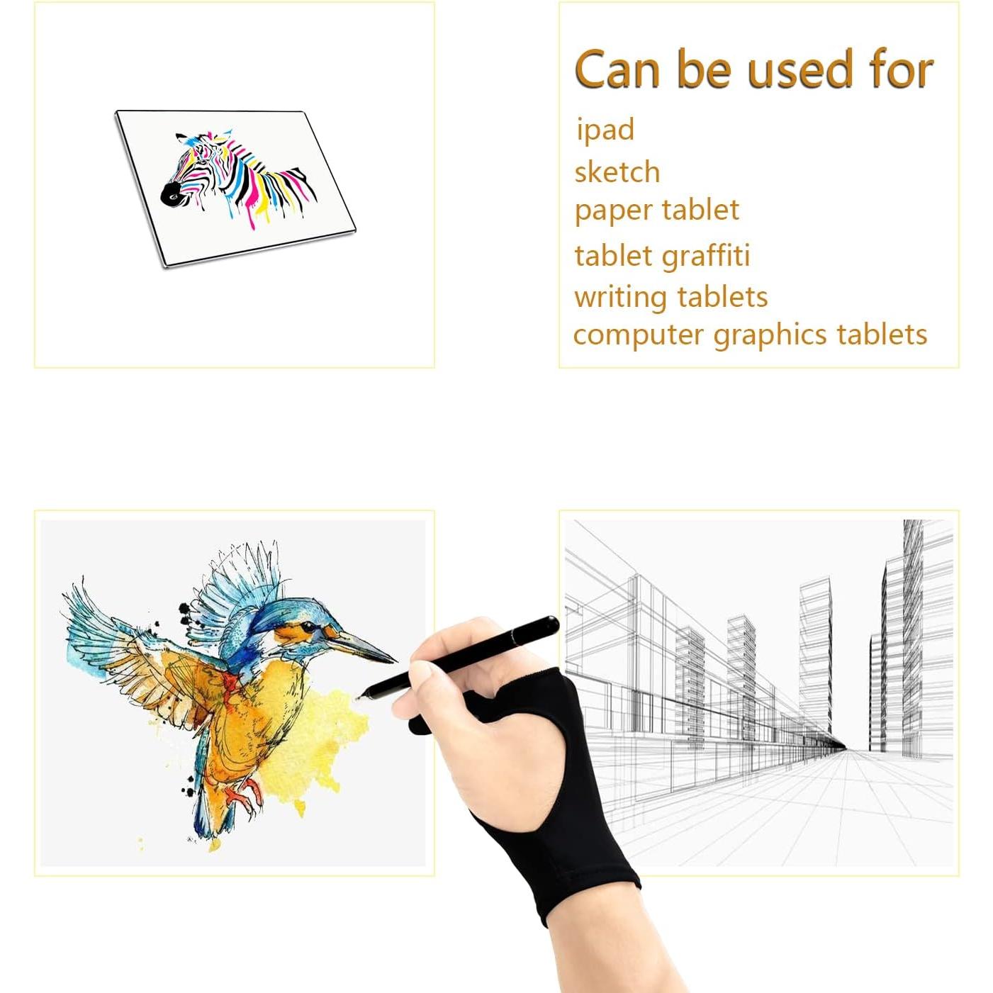 Guante de Dibujo SPBMY 2 Unidades, Negro, Tamaño Pequeño