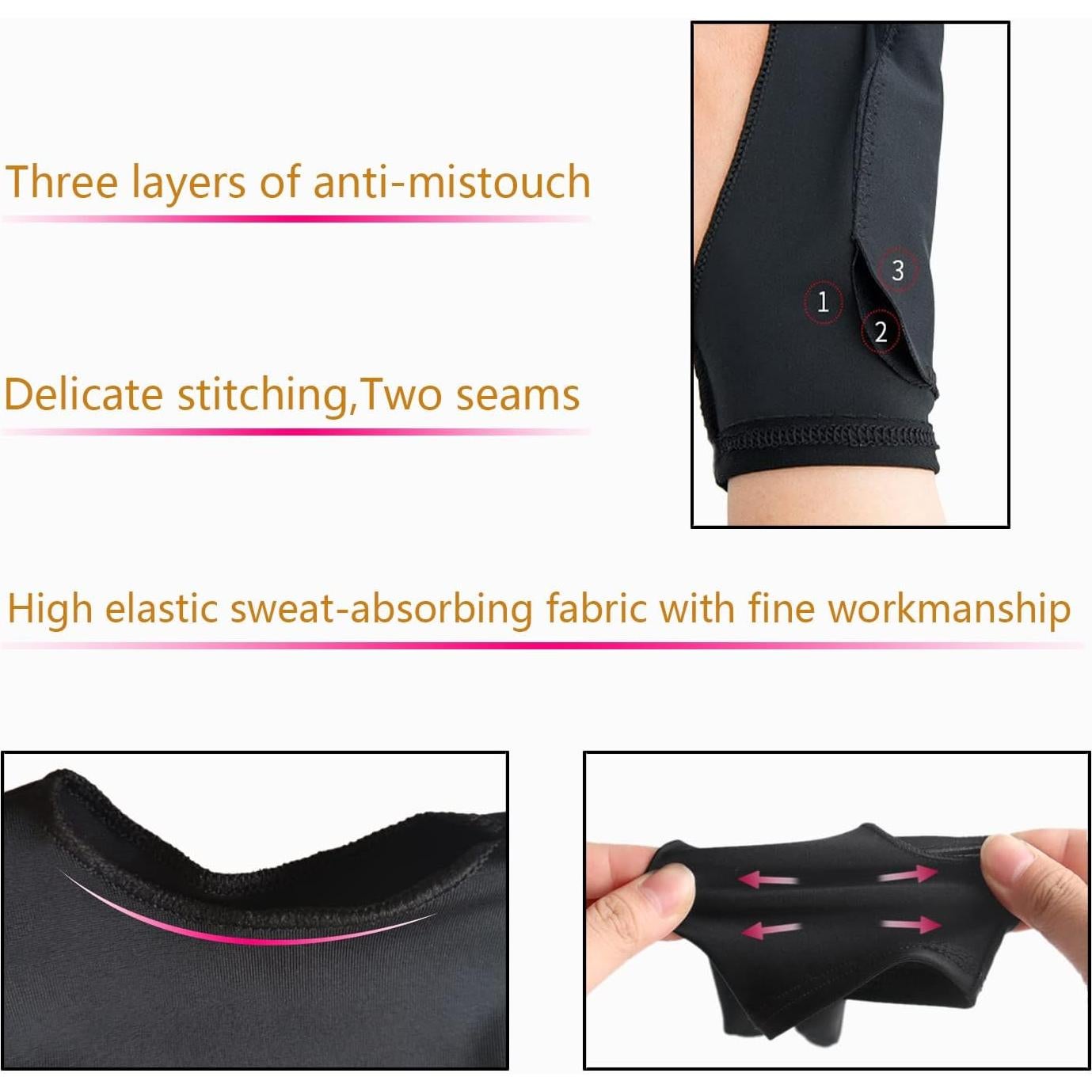 Guante de Dibujo SPBMY 2 Unidades, Negro, Tamaño Pequeño