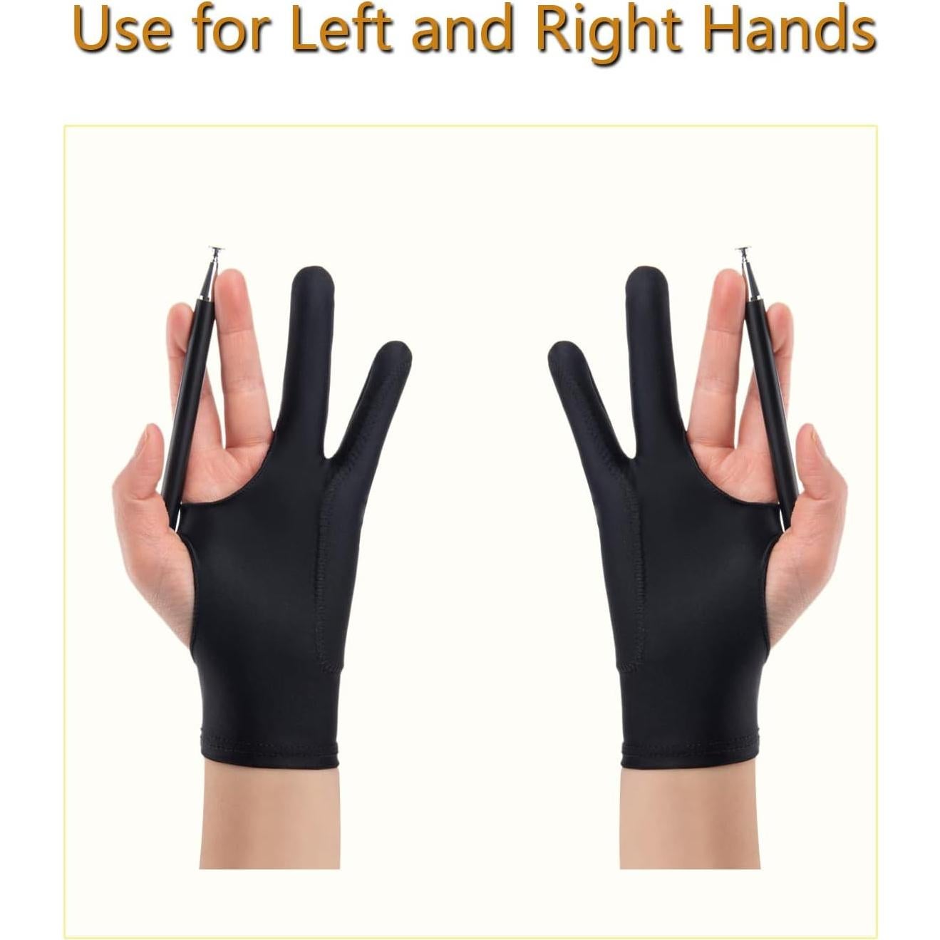 Guante de Dibujo SPBMY 2 Unidades, Negro, Tamaño Pequeño