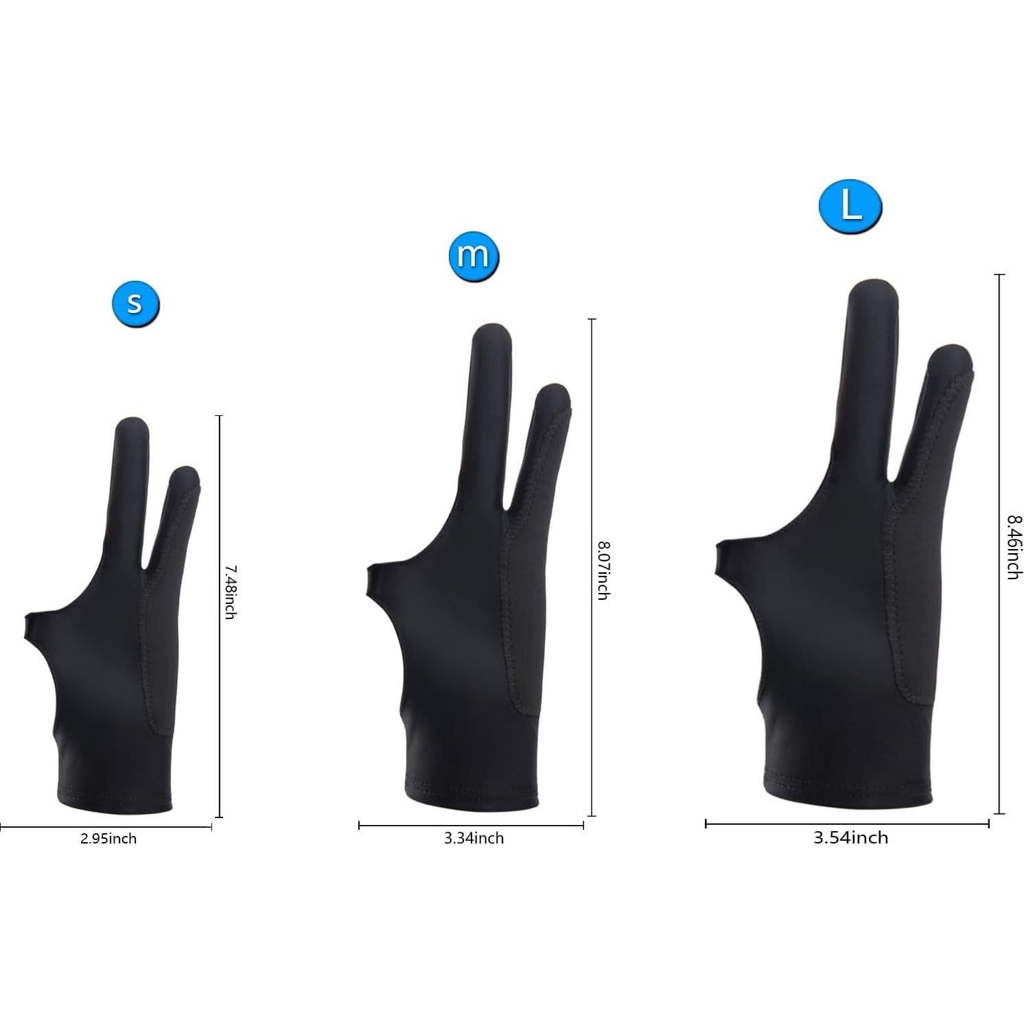 Guante de Dibujo SPBMY 2 Unidades, Negro, Tamaño Pequeño