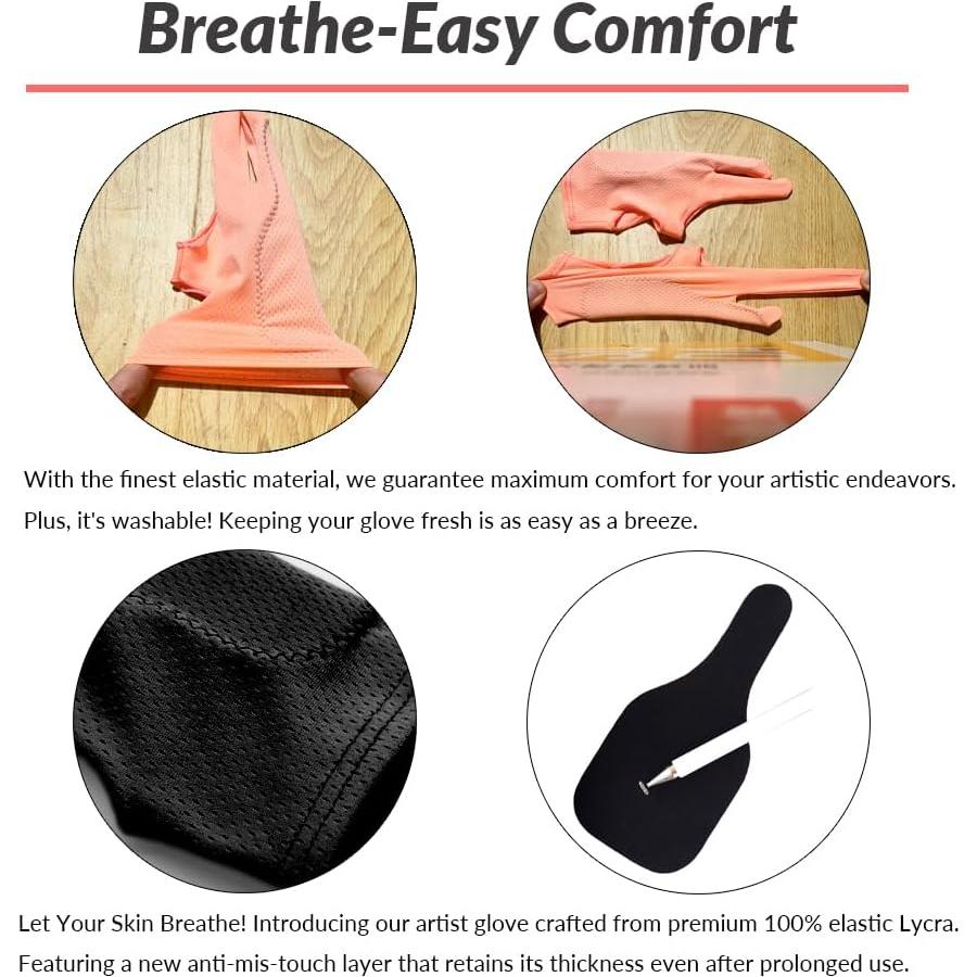 Guante Transpirable para Dibujo WSWBD Negro S - Arte Digital