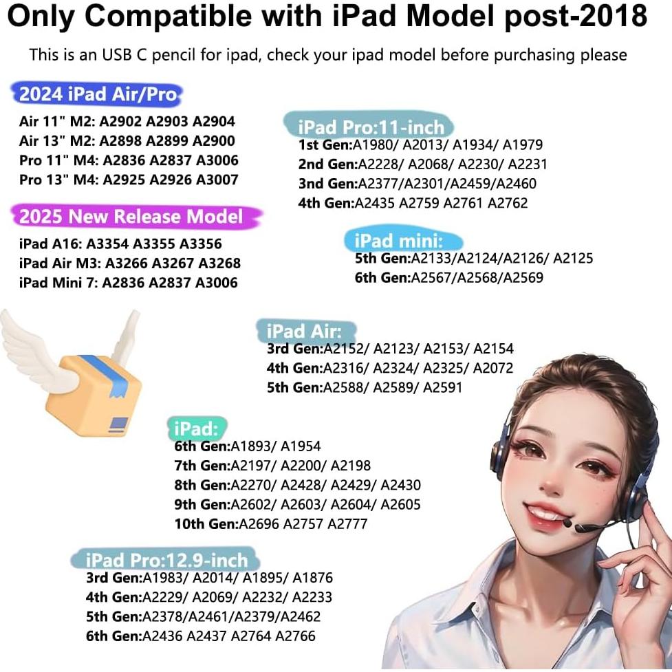 Lápiz Estilográfico KIROSA para iPad 2018-2025, Carga Rápida