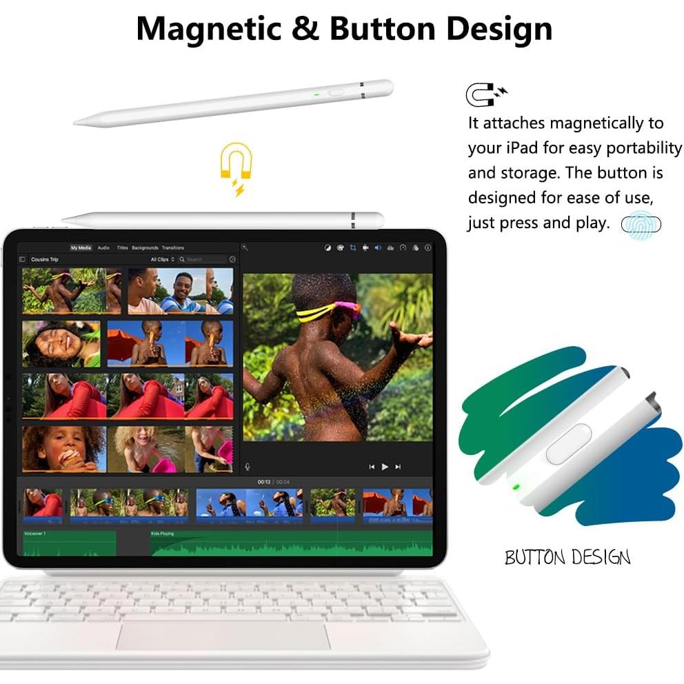 Lápiz Estilográfico KIROSA para iPad 2018-2025, Carga Rápida