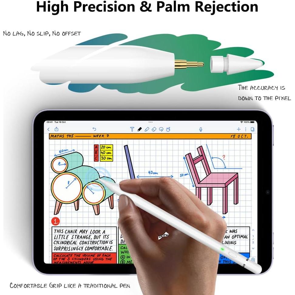 Lápiz Estilográfico KIROSA para iPad 2018-2025, Carga Rápida
