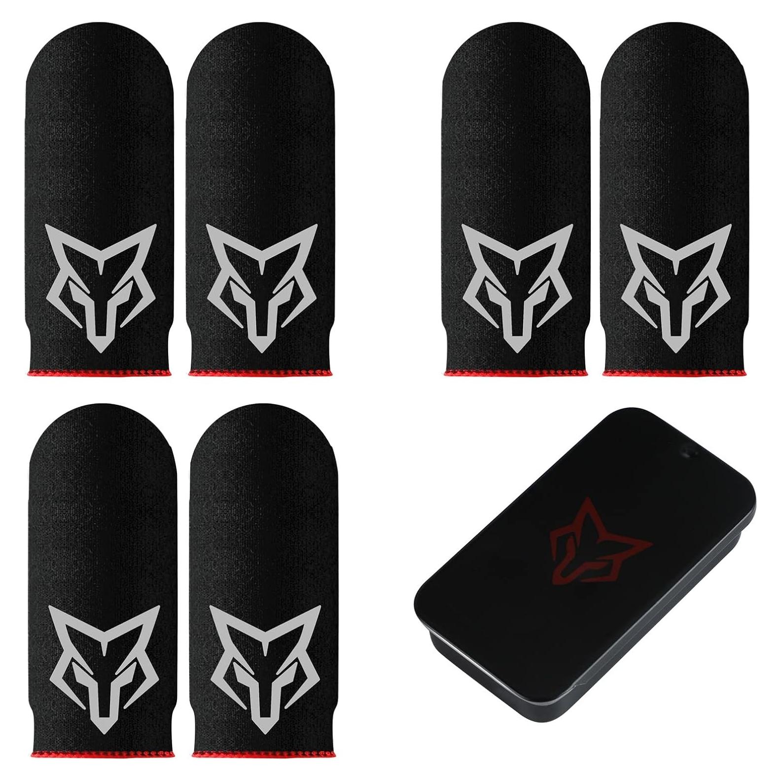 Mobile Phone Game Finger Sleeves [6pcs], Anti-Sweat Breathable,Gaming Sleeve,Thumbs Finger Gloves Cover Sleeve for League of Legend, PUBG, Rules of Survival, Knives Out (Black [Carbon Fibre])