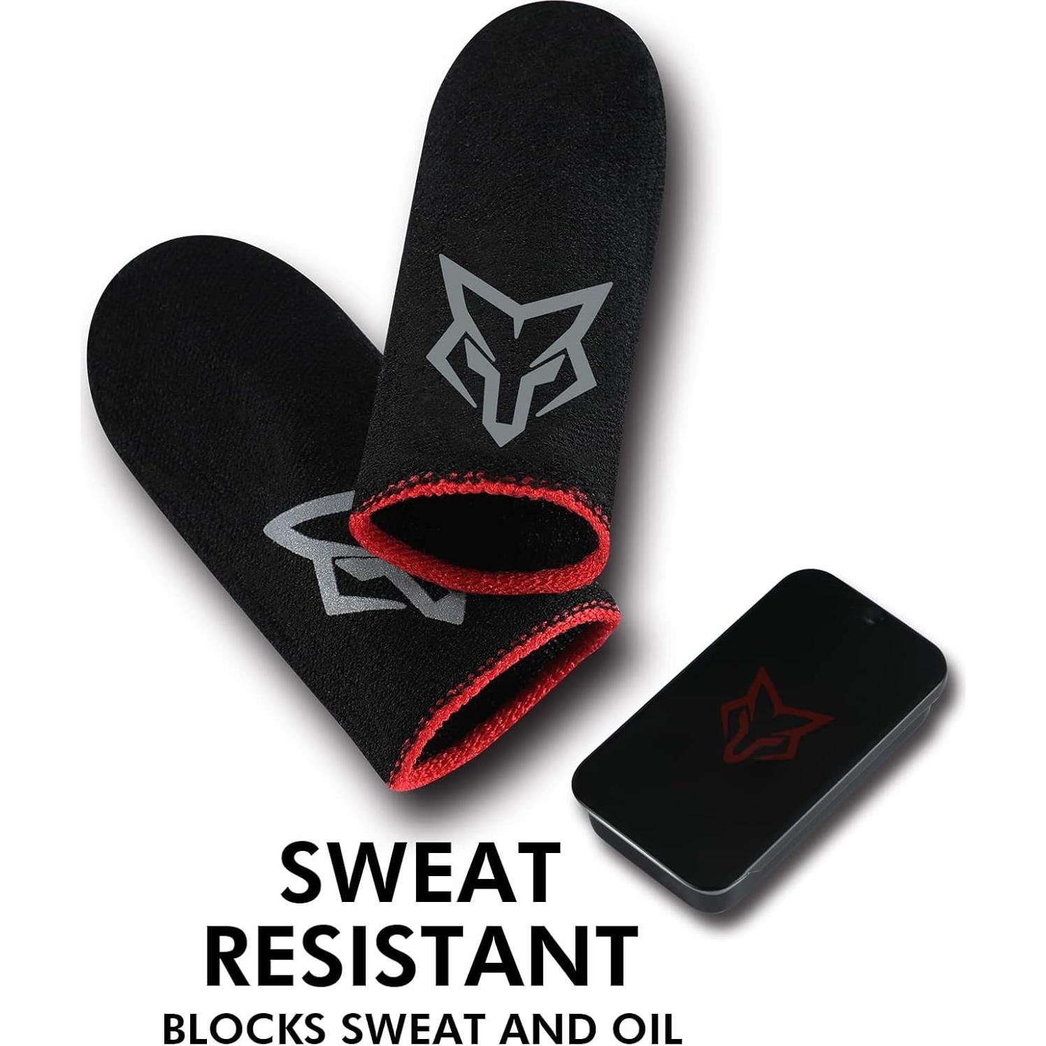 Mobile Phone Game Finger Sleeves [6pcs], Anti-Sweat Breathable,Gaming Sleeve,Thumbs Finger Gloves Cover Sleeve for League of Legend, PUBG, Rules of Survival, Knives Out (Black [Carbon Fibre])