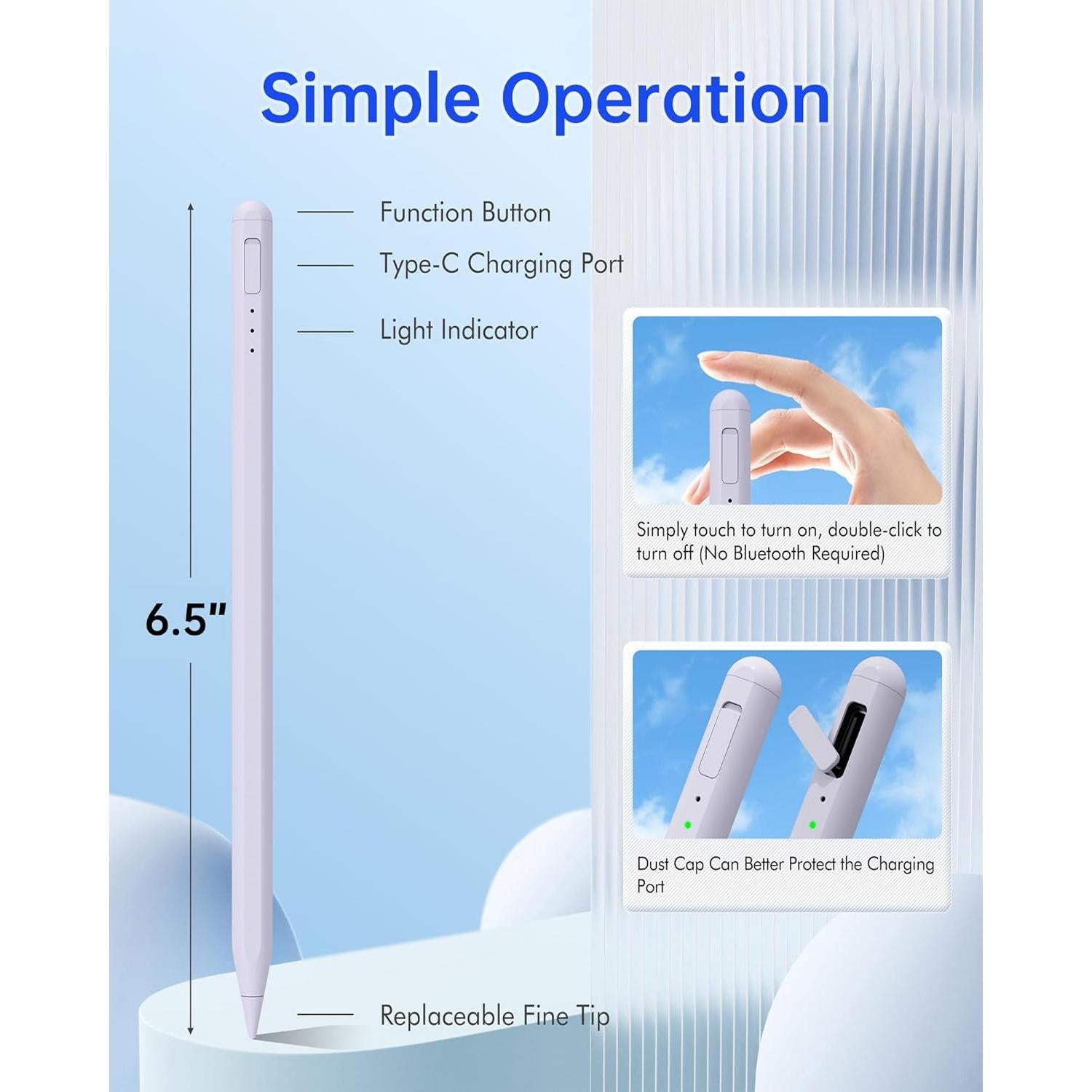 Lápiz Stylus Uogic para iPad - Carga Rápida, Rechazo de Palma