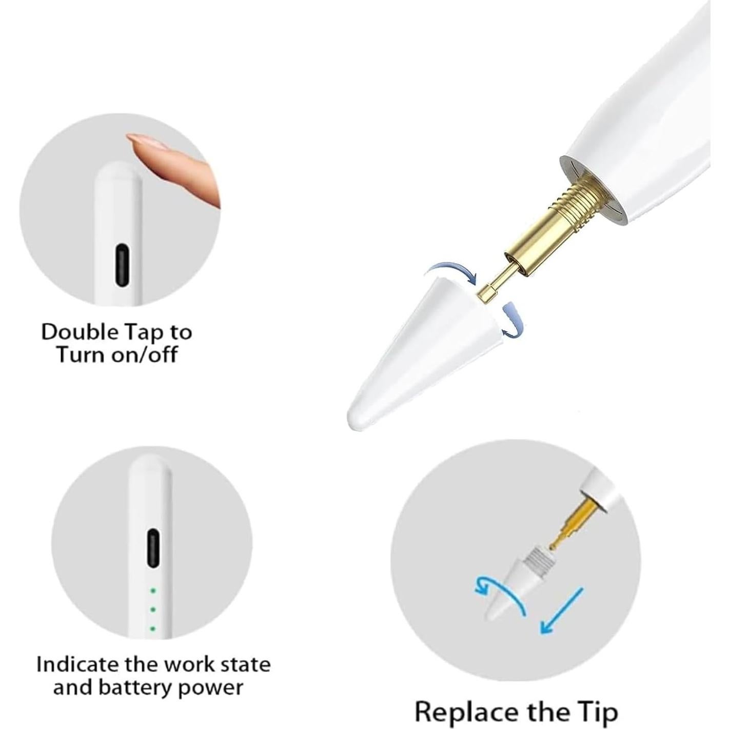 Lápiz Stylus para iPad 2018-2024 XVZ Carga Rápida Blanco