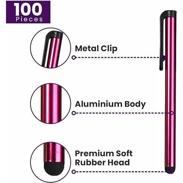 Bolígrafos Stylus Universales Metálicos Multicolor - 100 Unidades