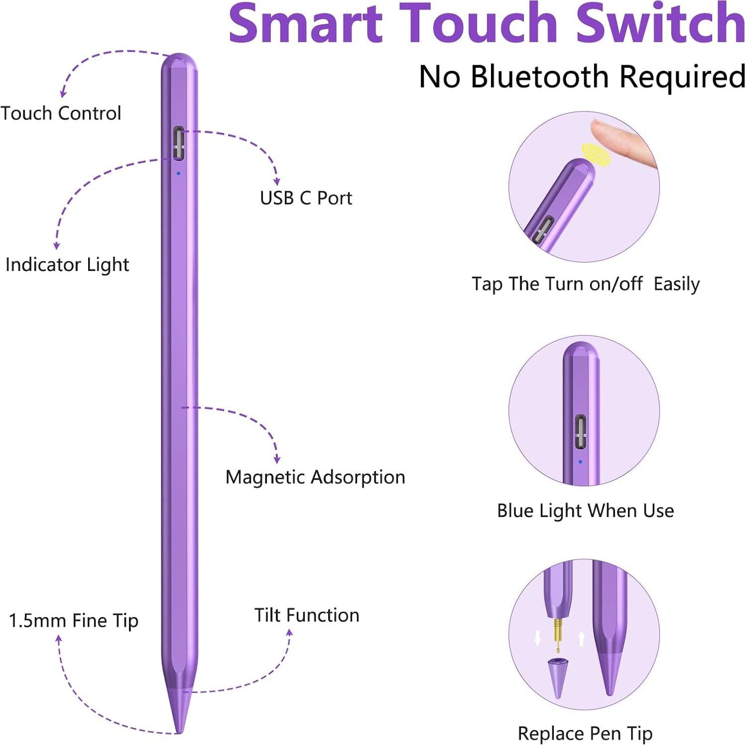 Lápiz Stylus TQQ para iPad Pro 11" y 12.9" - Púrpura