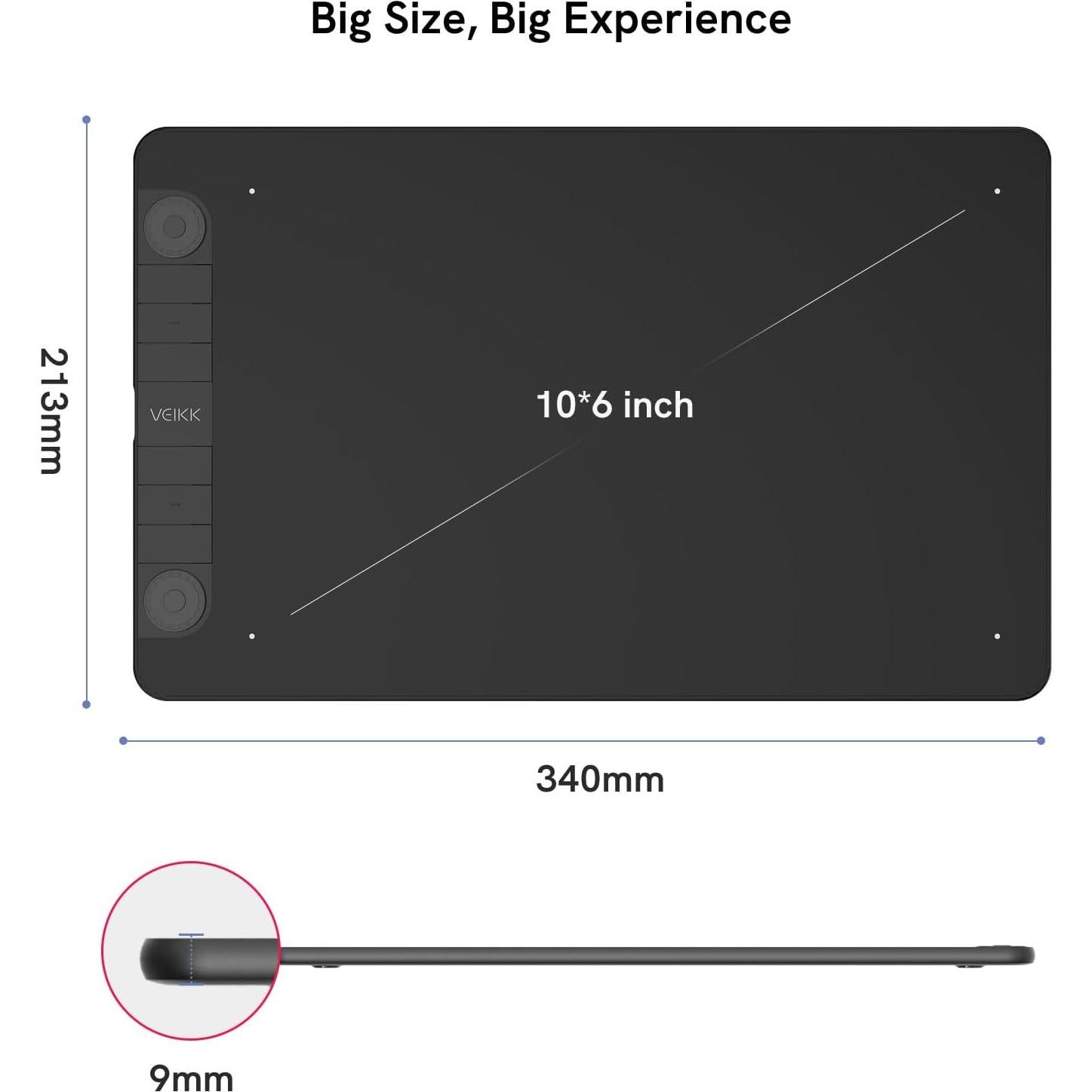 Tableta de Dibujo VEIKK VK1060PRO 10x6" 8192 Niveles Presión