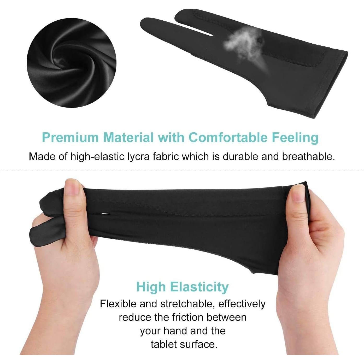 Guantes de Artista Mizi 2 Pack con Rechazo de Palma - Negro