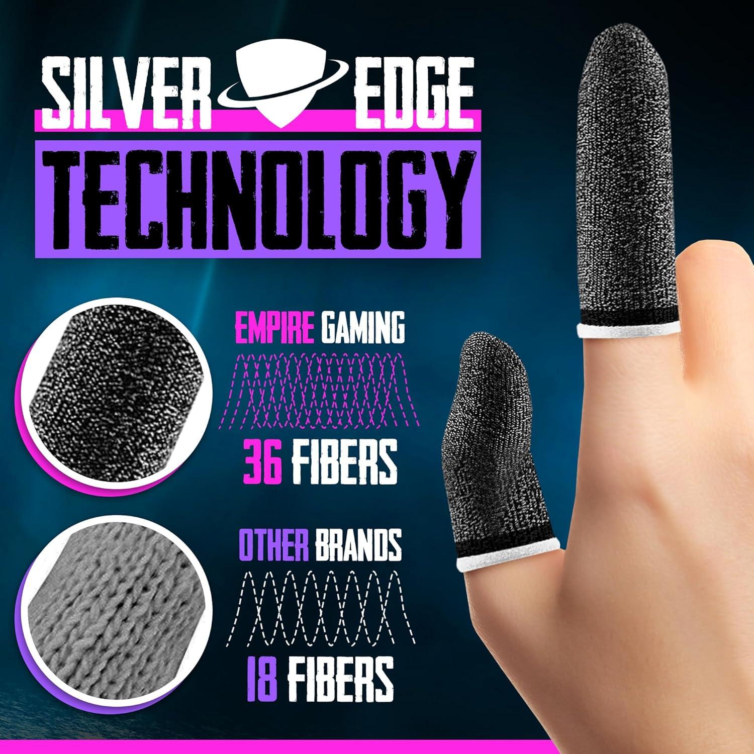 Empire Finger Sleeves for Gaming - Pack of 24 Anti Sweat, Anti Dryness, Breathable & Sensitive Finger Gloves - Silver Fibber Thumb Sleeves Gaming Mobile (Multi-Colour)